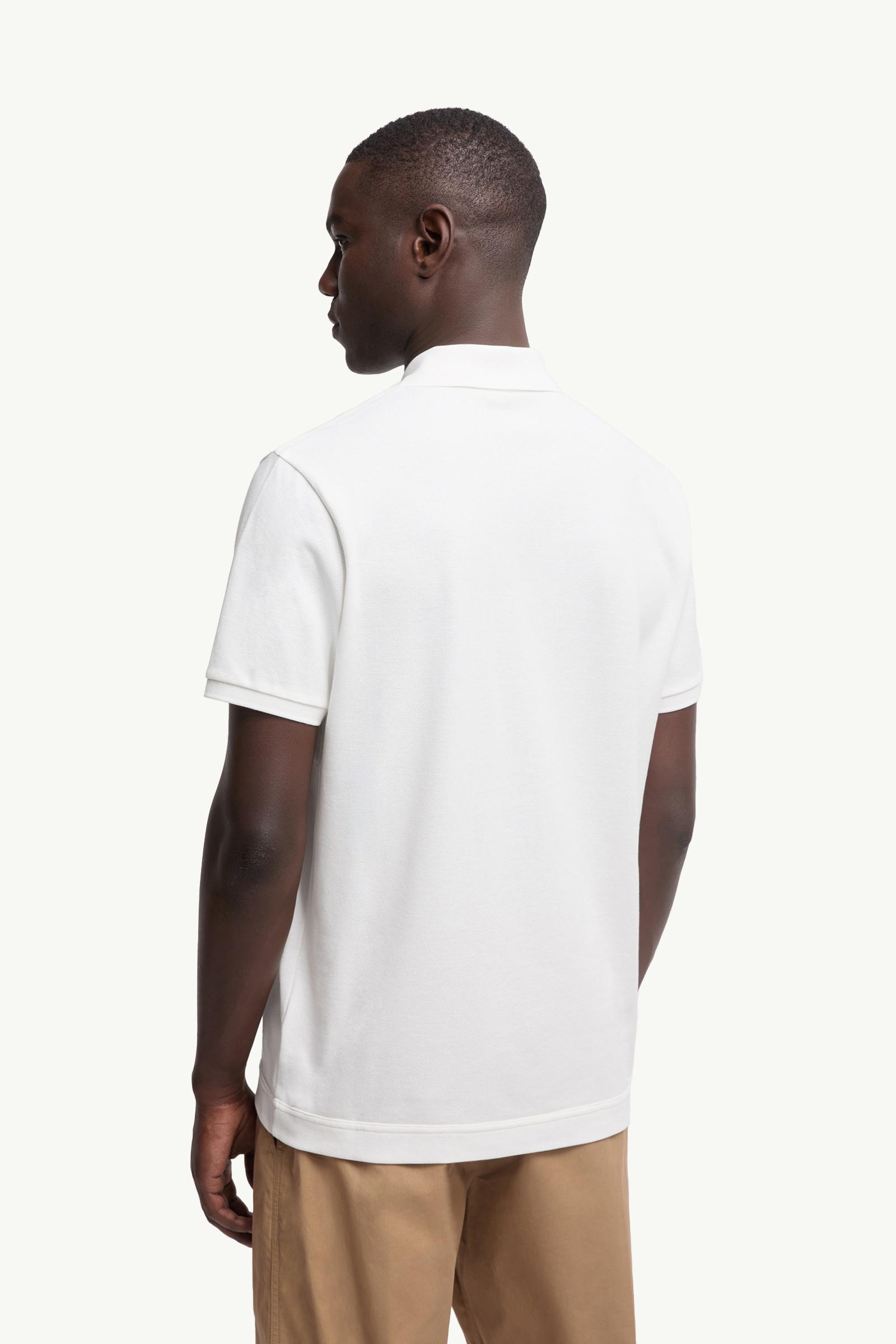 Moncler Logo Patch Cotton Piquet Polo Shirt White White