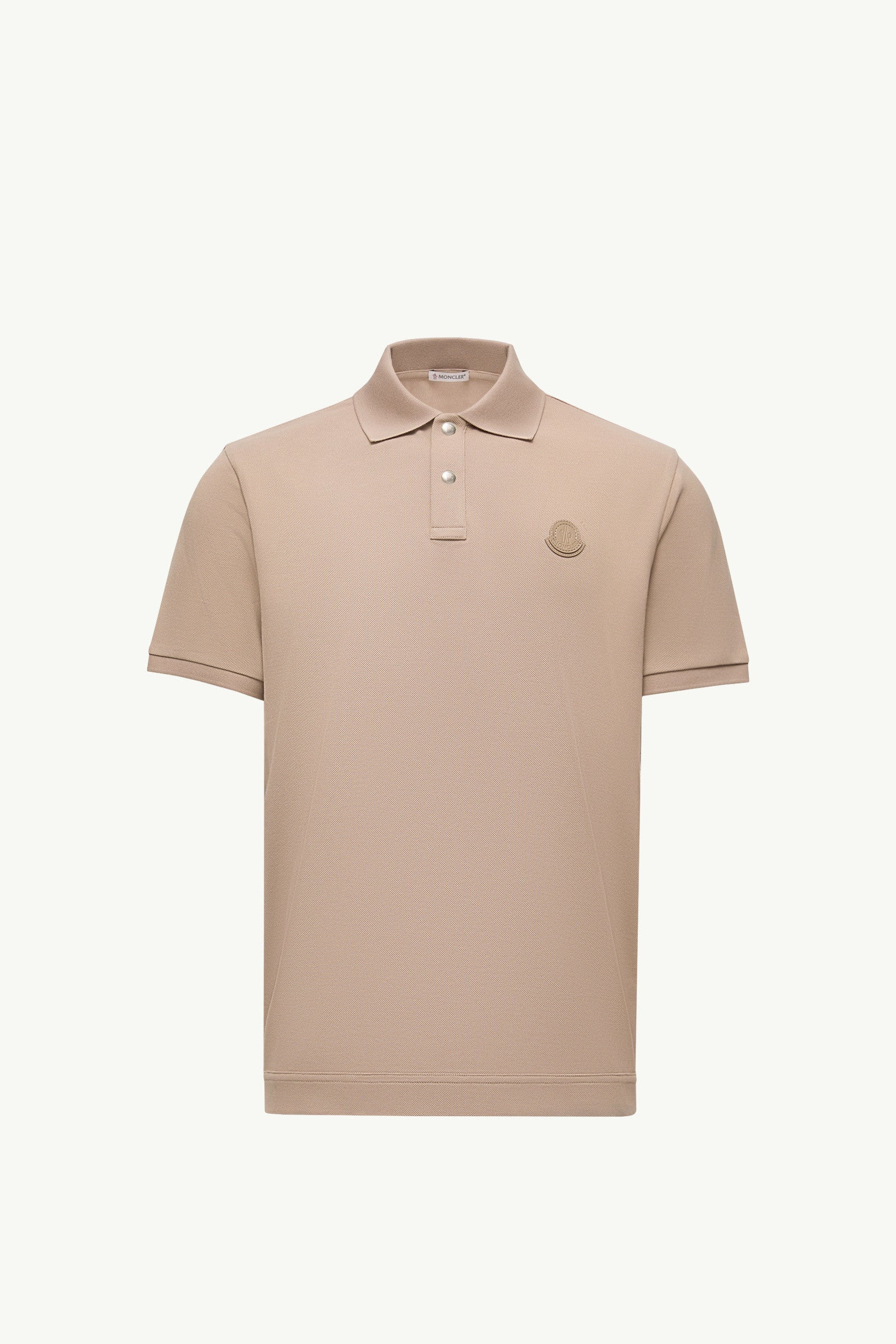 Moncler Logo Patch Cotton Piquet Polo Shirt Light Beige Light Beige
