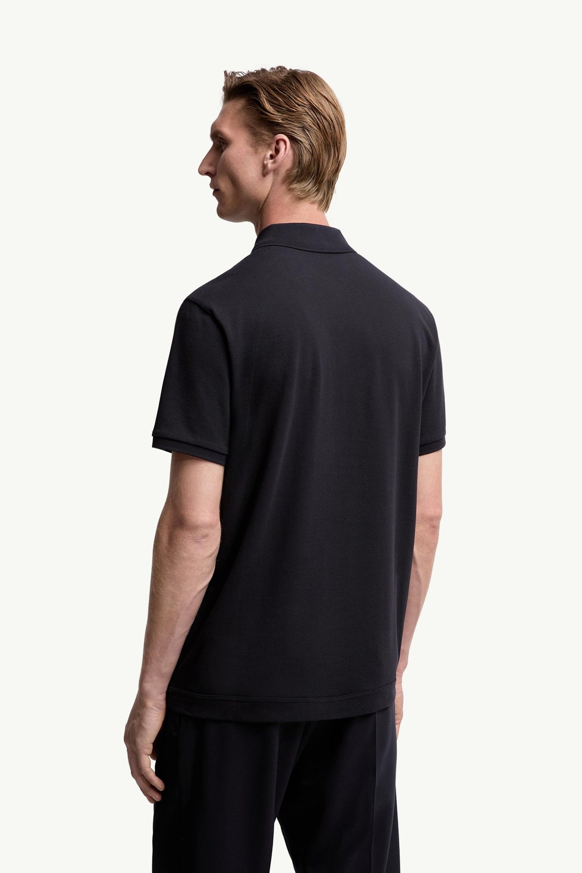 Moncler Logo Patch Cotton Piquet Polo Shirt Navy Blue Navy Blue