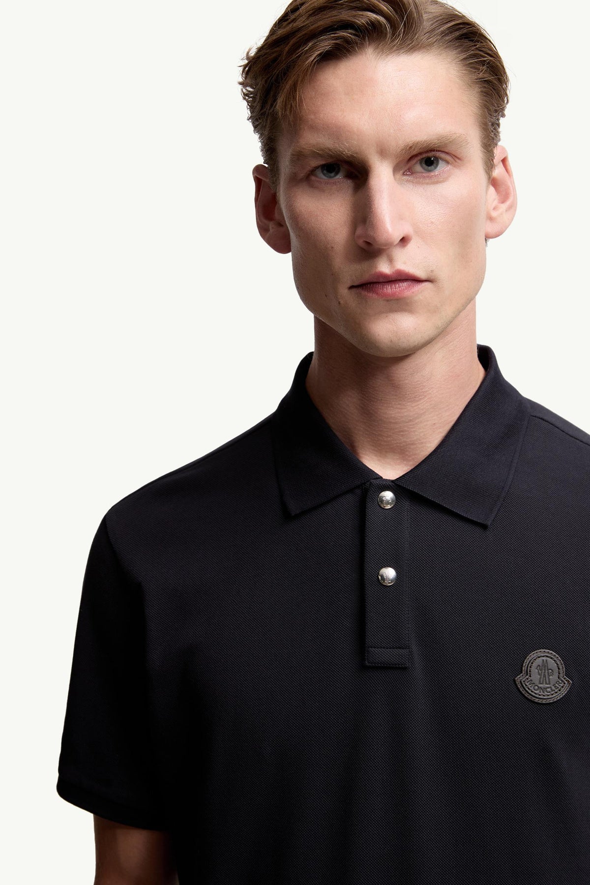Moncler Logo Patch Cotton Piquet Polo Shirt Navy Blue Navy Blue