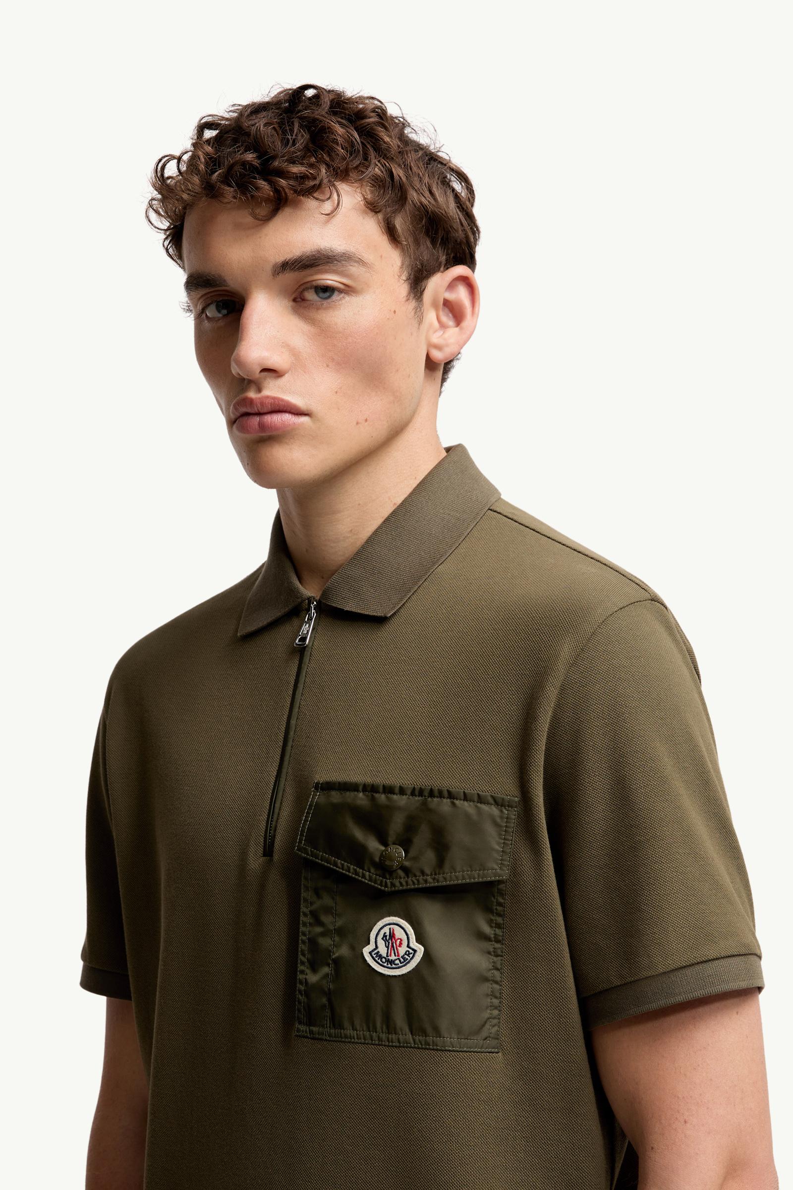 Moncler Cotton Piquet Polo Shirt With Pocket Olive Green Olive Green