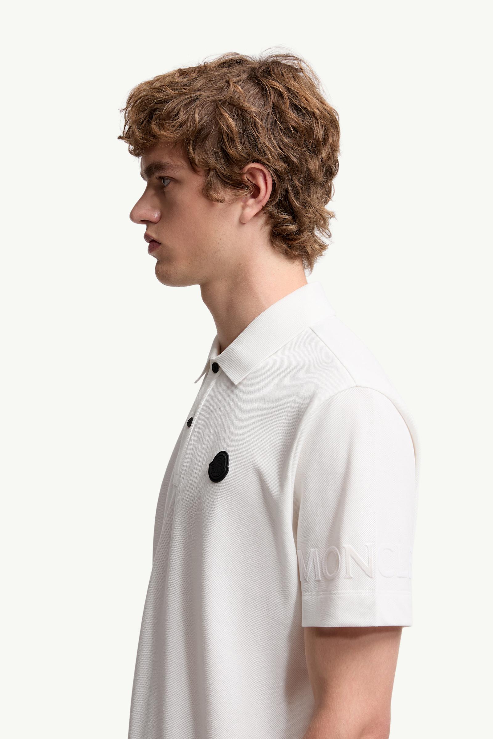 Moncler Logo Cotton Piquet Polo Shirt White White