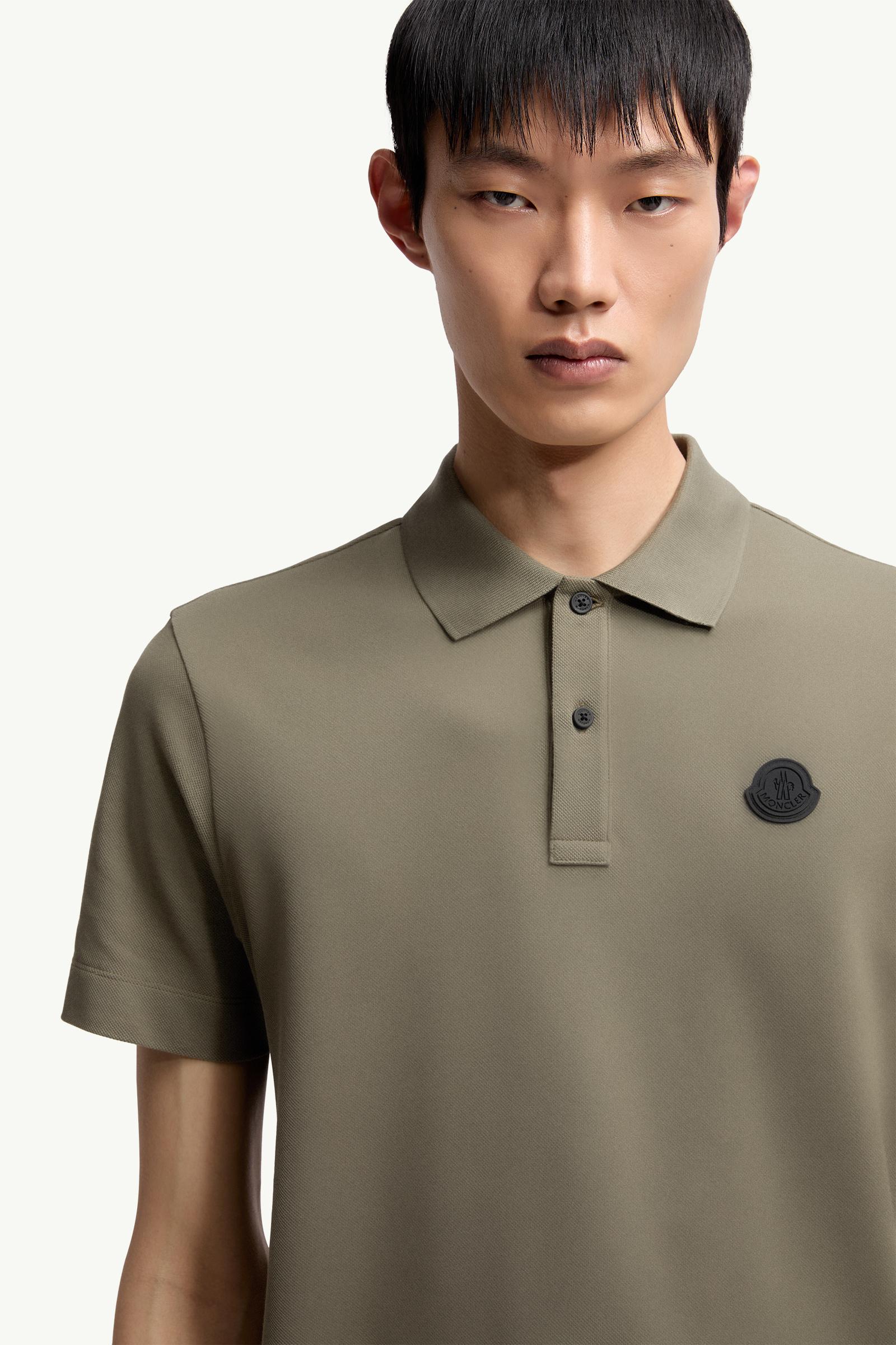 Moncler Logo Cotton Piquet Polo Shirt Dark Green Dark Green