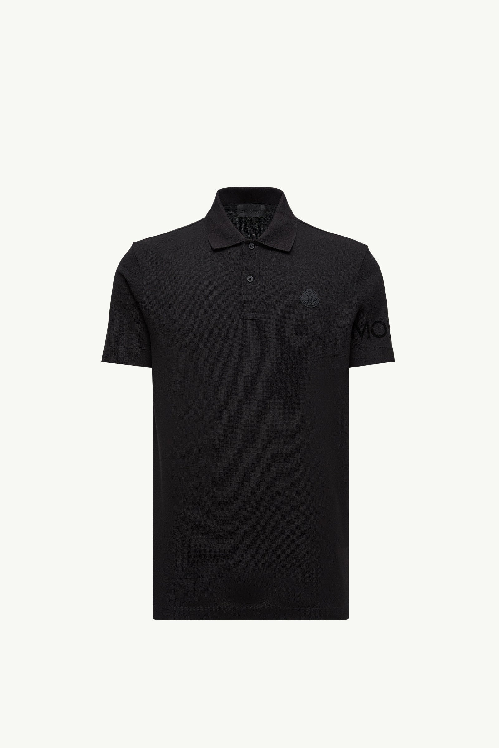Moncler Logo Cotton Piquet Polo Shirt Black Black