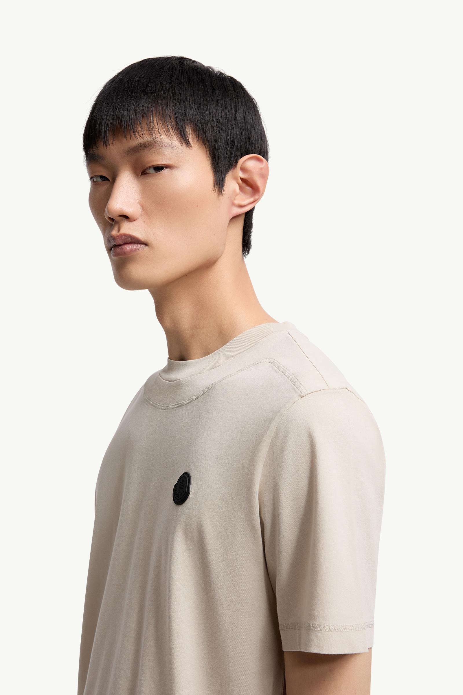 Moncler Logo Patch Cotton T-Shirt Light Beige Light Beige