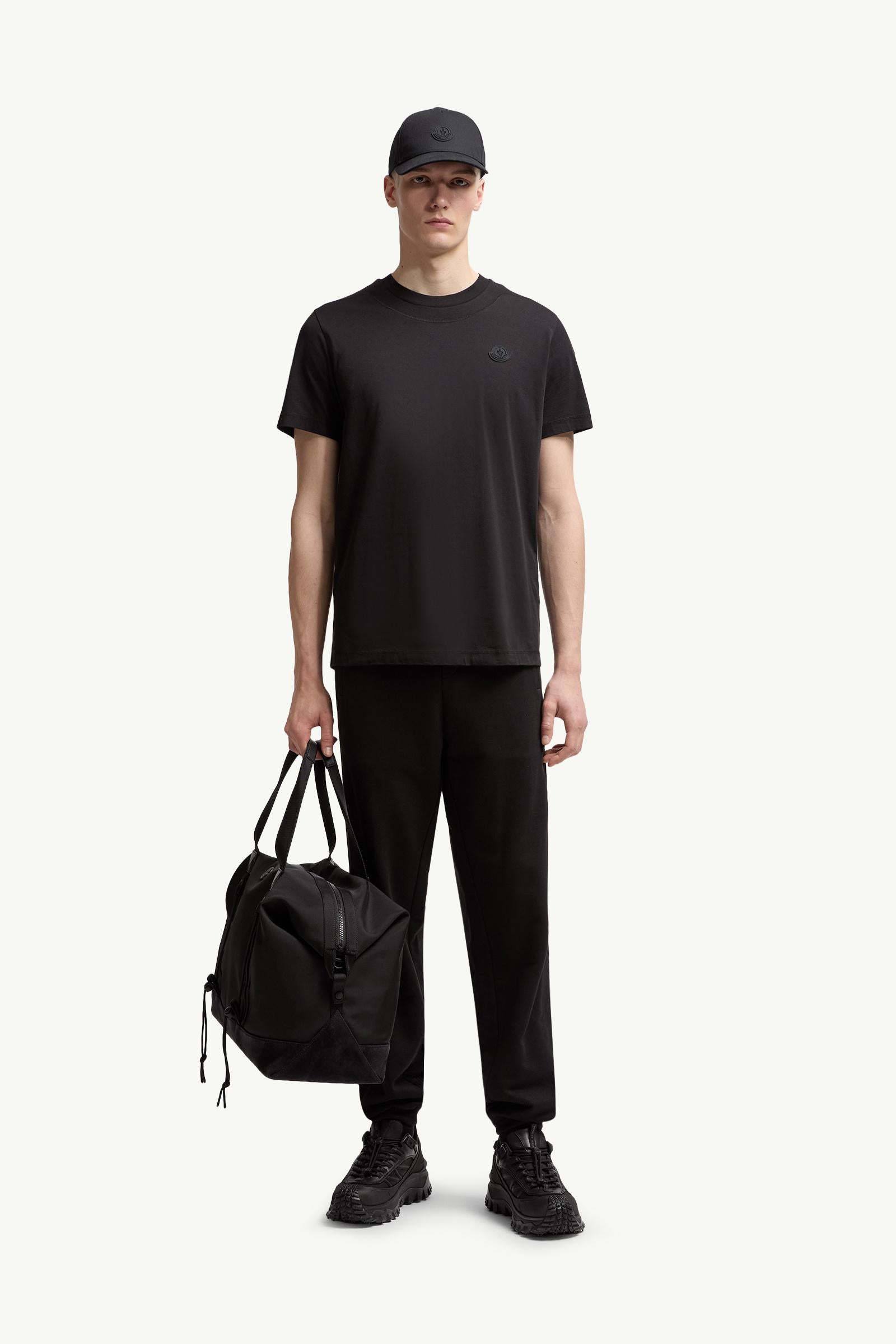 Moncler Logo Patch Cotton T-Shirt Black Black