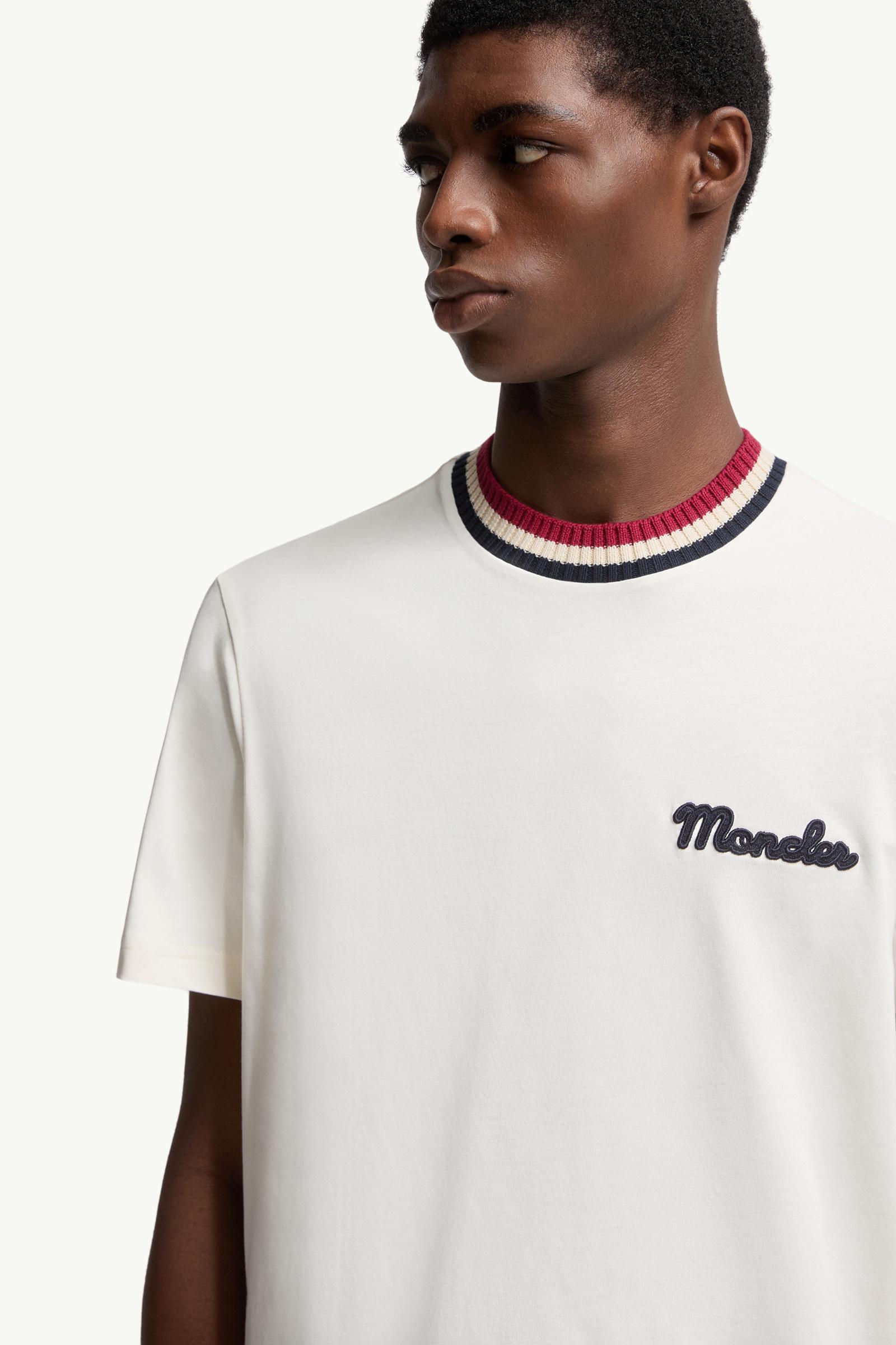Moncler Embroidered Logo Cotton T-Shirt White White
