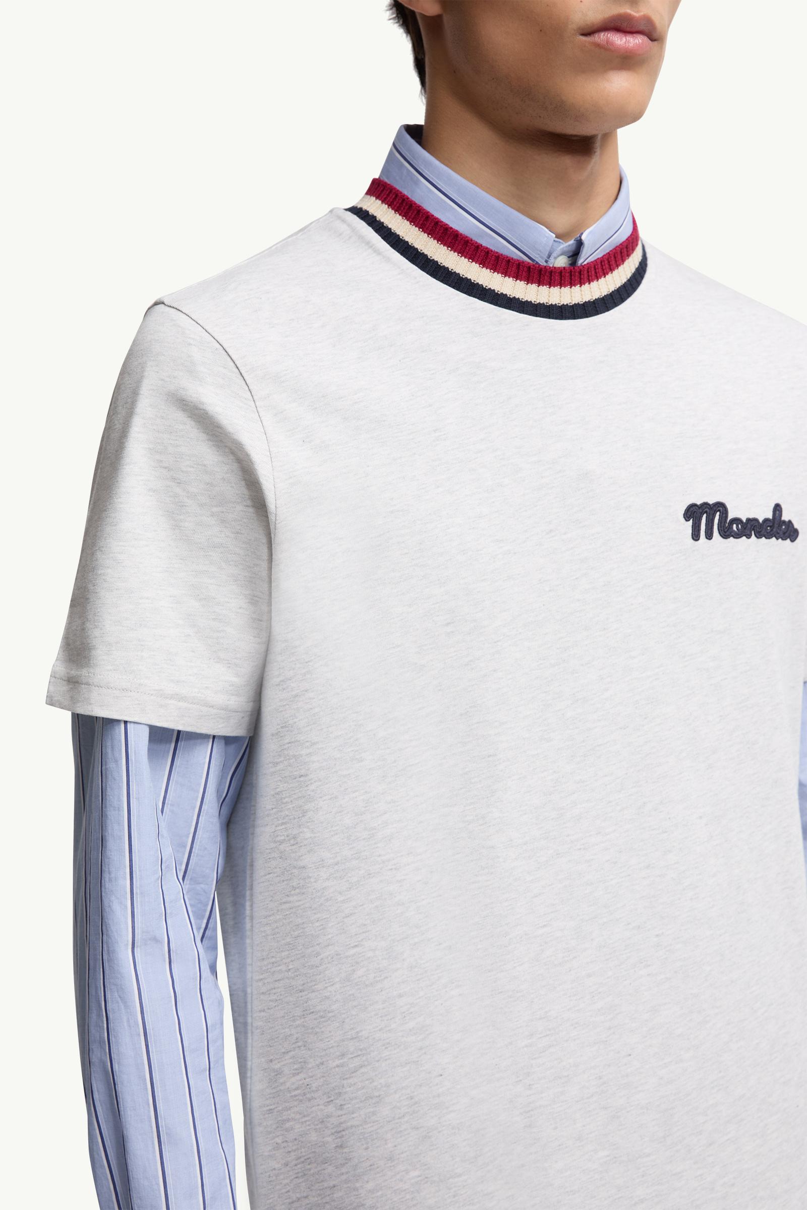 Moncler Embroidered Logo Cotton T-Shirt Grey Grey