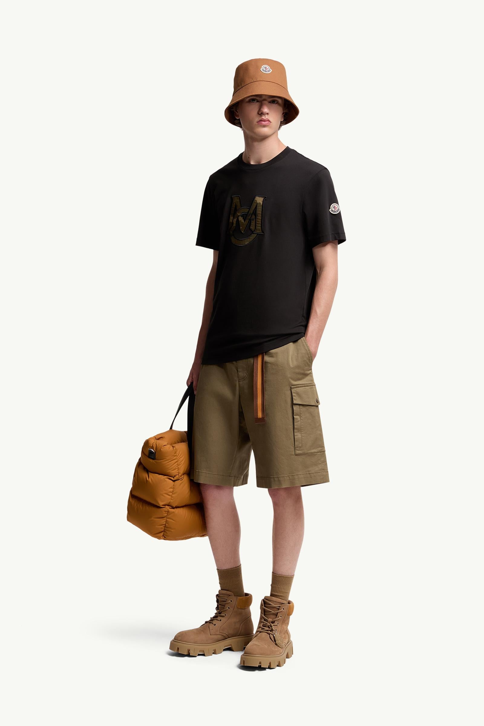 Moncler Monogram Cotton T-Shirt Black Black