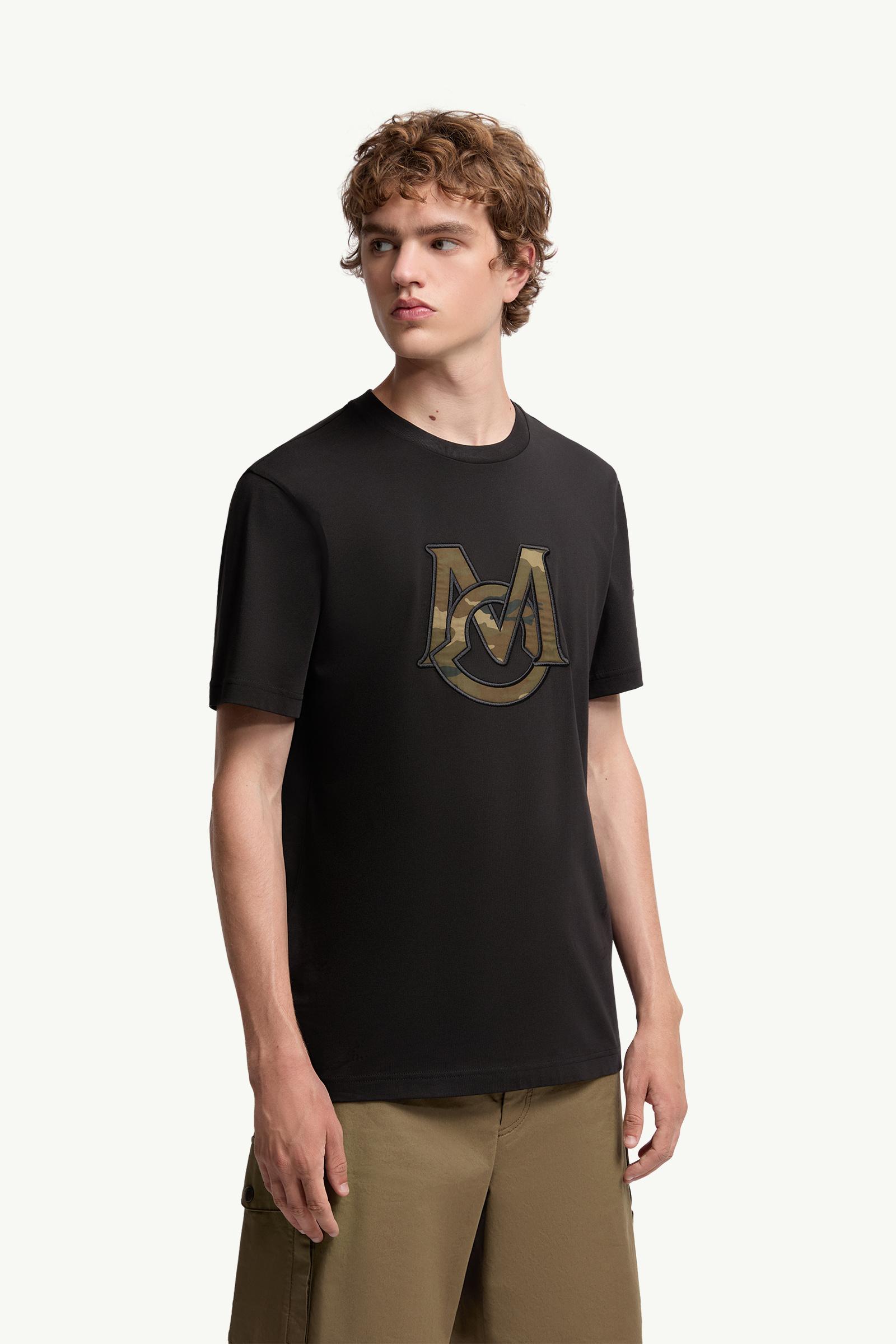 Moncler Monogram Cotton T-Shirt Black Black