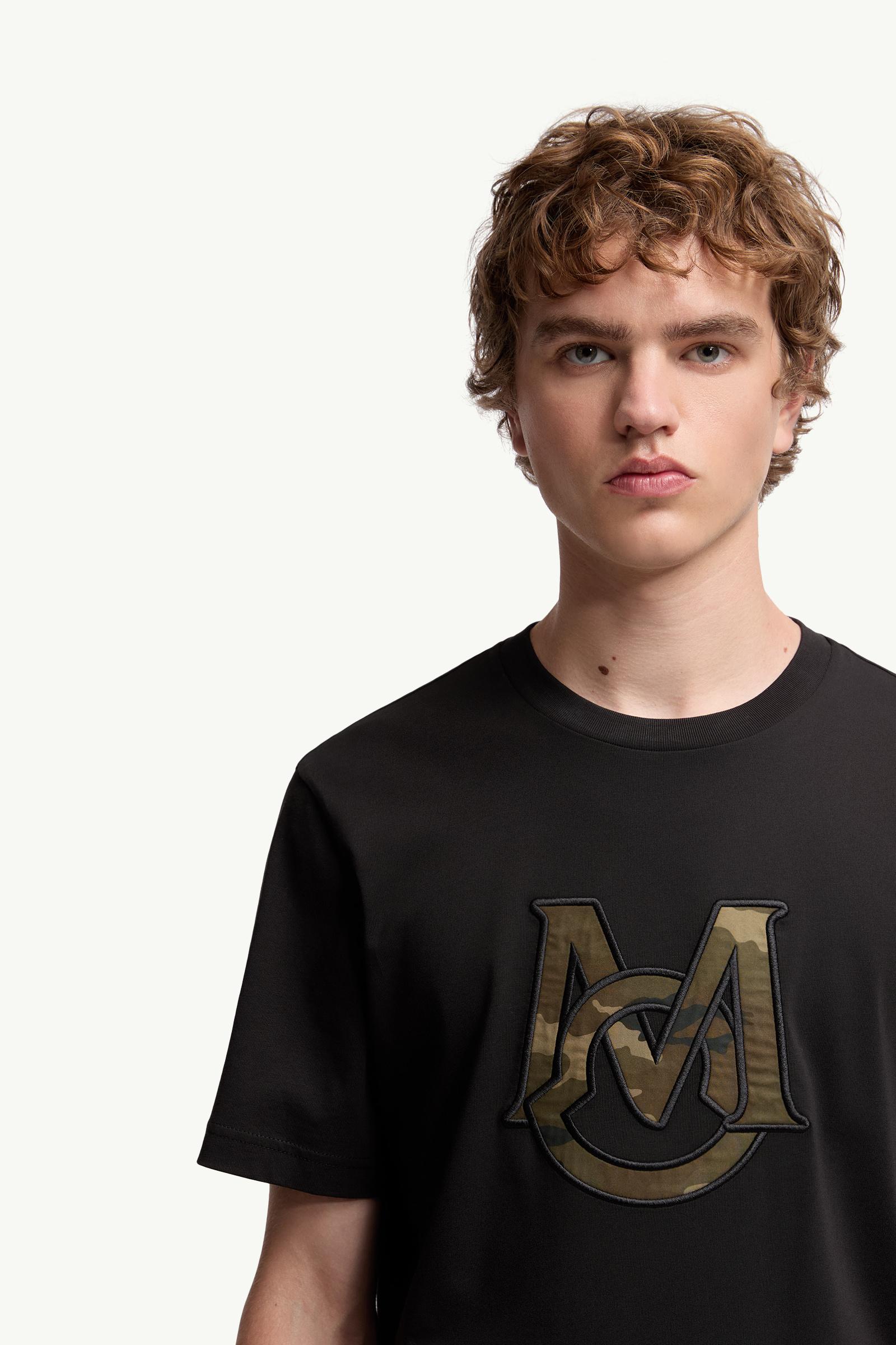 Moncler Monogram Cotton T-Shirt Black Black