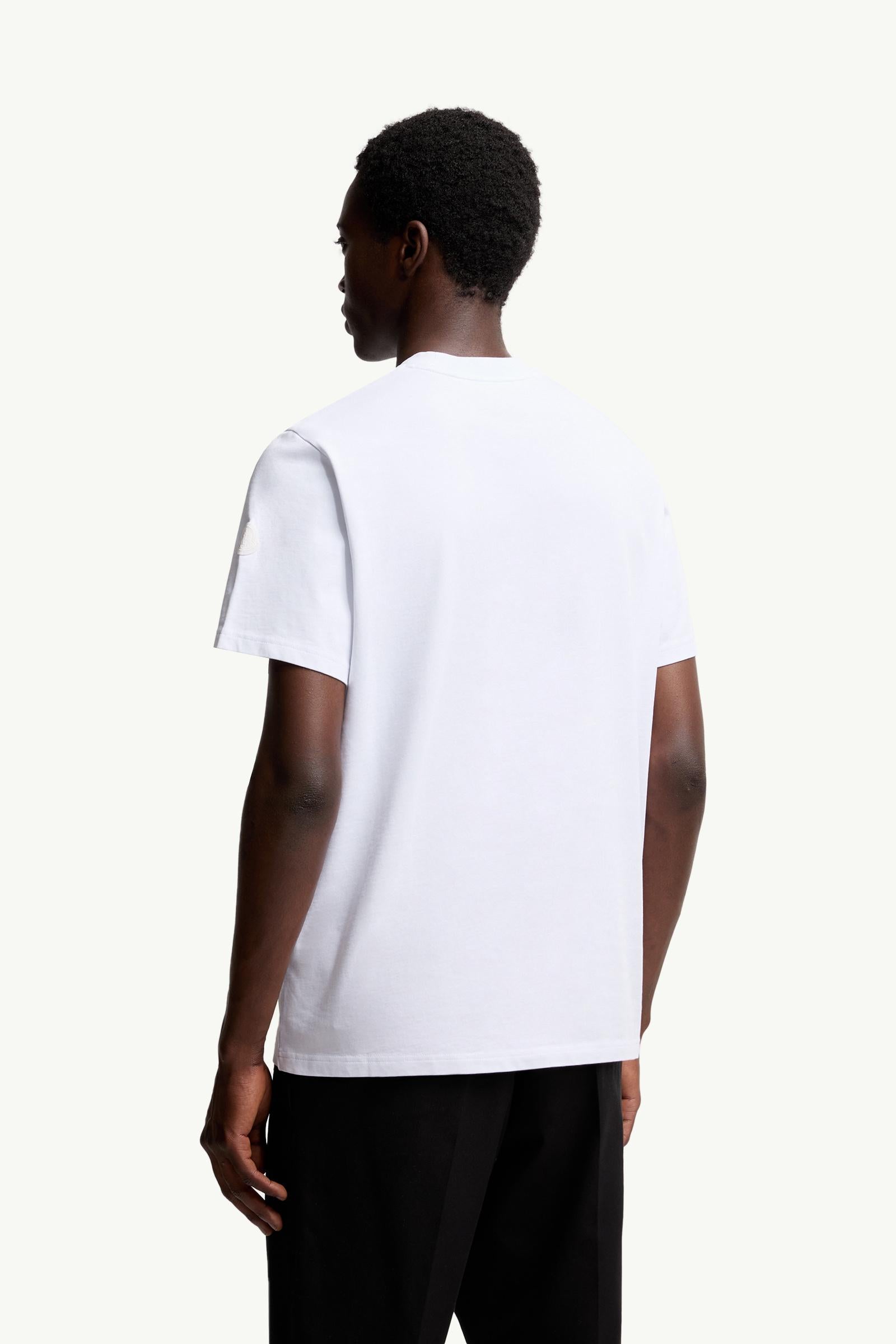 Moncler Mountain Logo Cotton T-Shirt White White