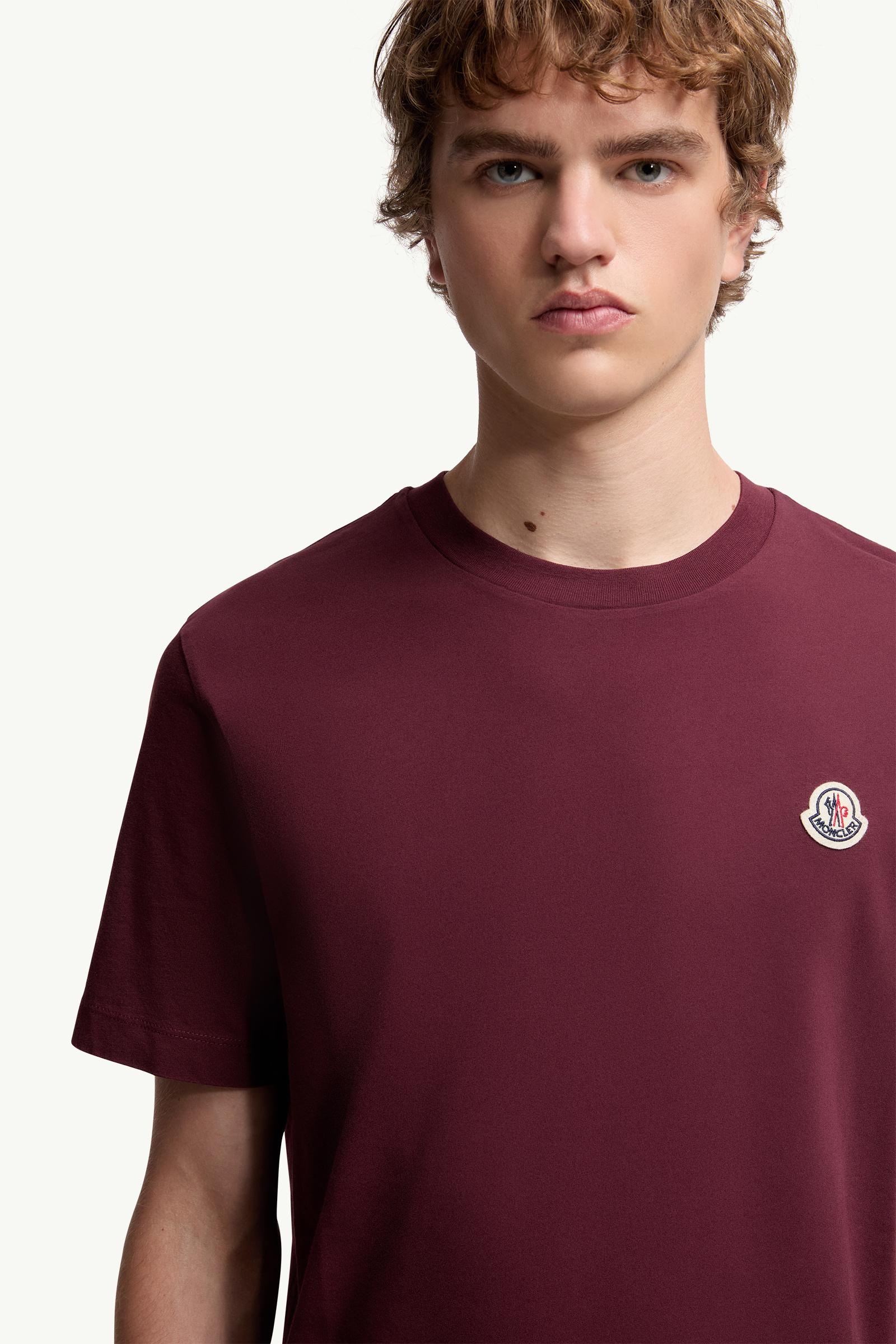 Moncler Logo Patch Cotton T-Shirt (Pack Of Three) White & Navy Blue & Burgundy White & Navy Blue & Burgundy