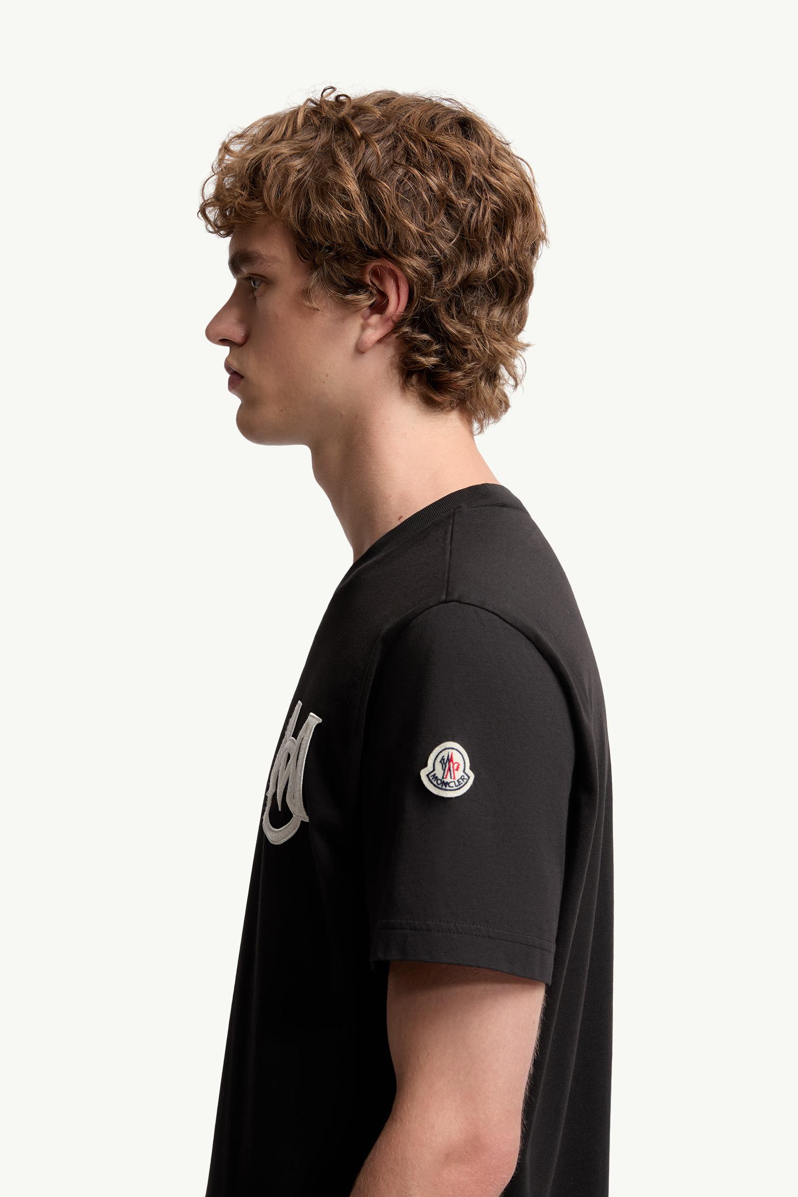 Moncler Monogram Cotton T-Shirt Black Black