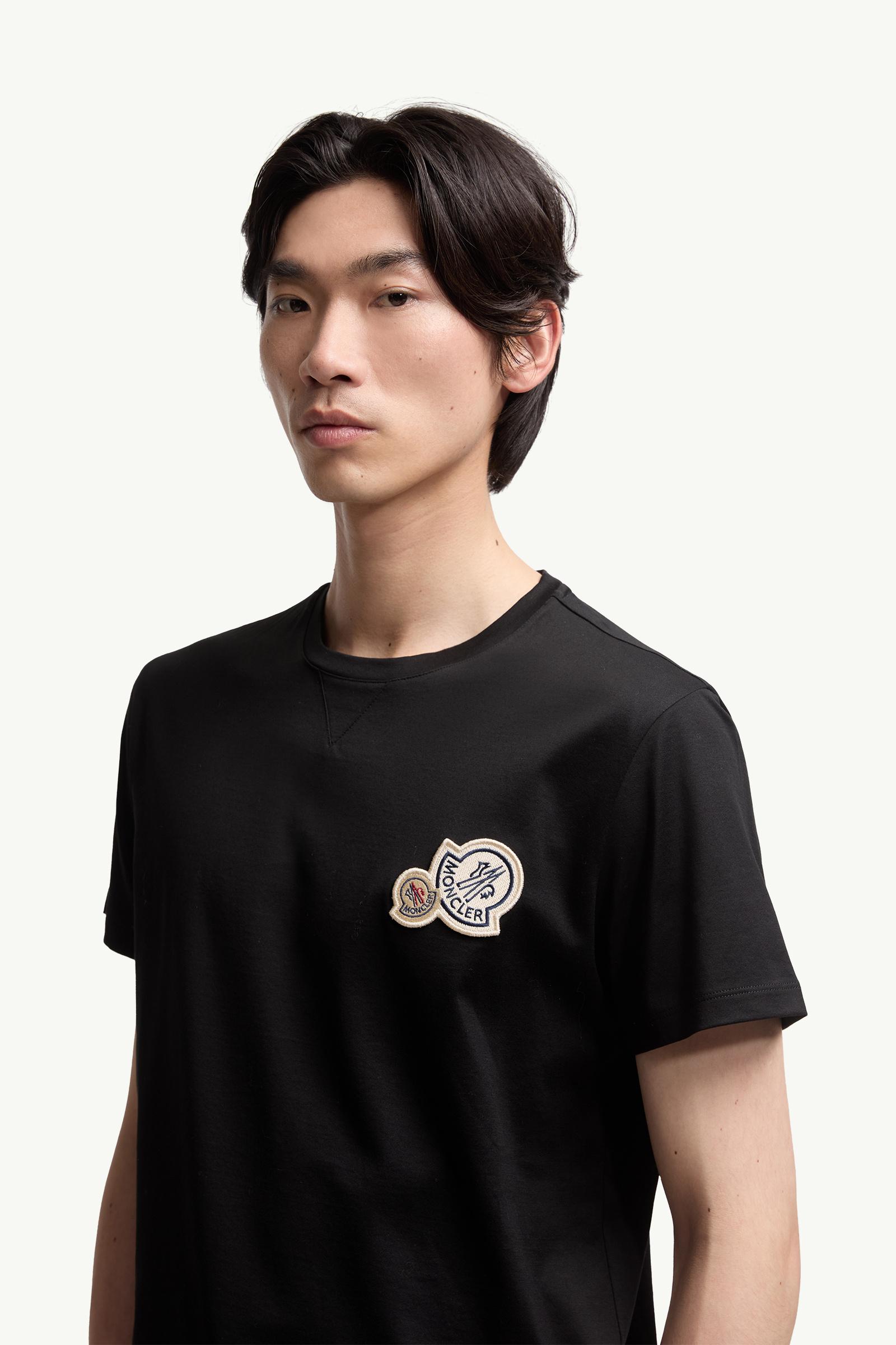 Moncler Double Logo Patch Cotton T-Shirt Black Black