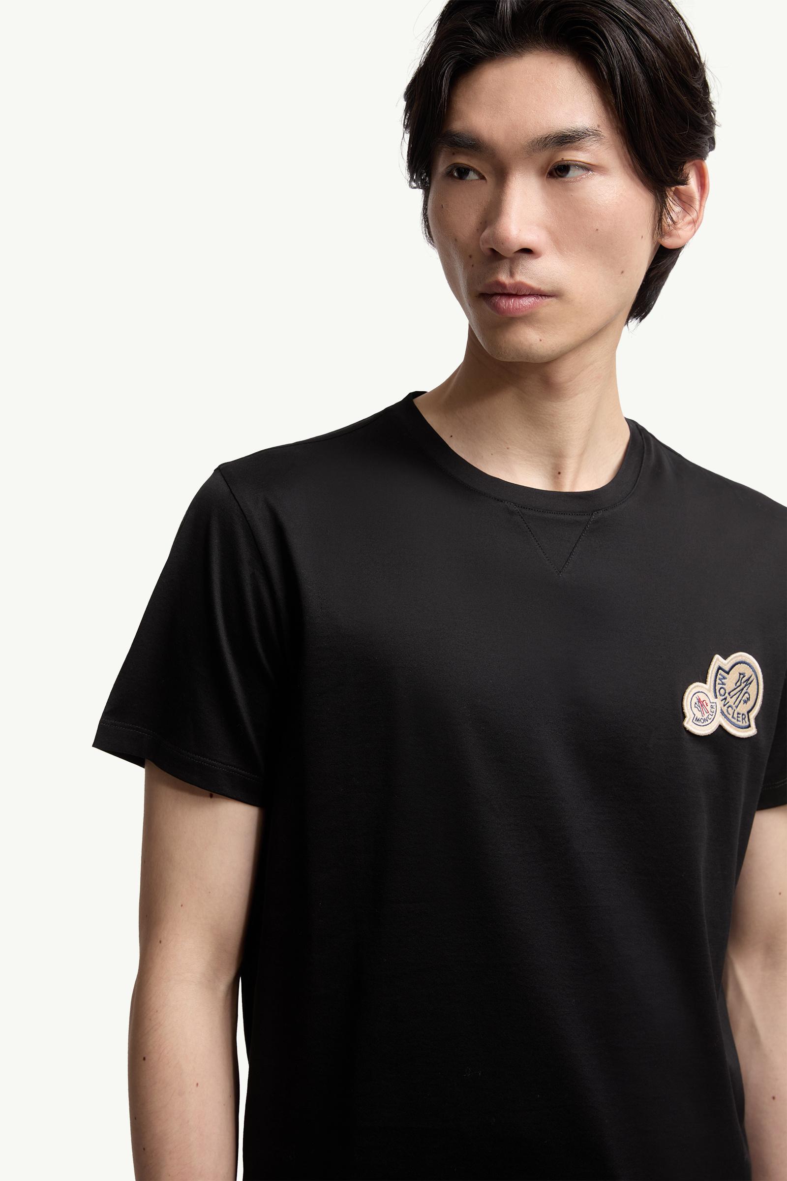 Moncler Double Logo Patch Cotton T-Shirt Black Black