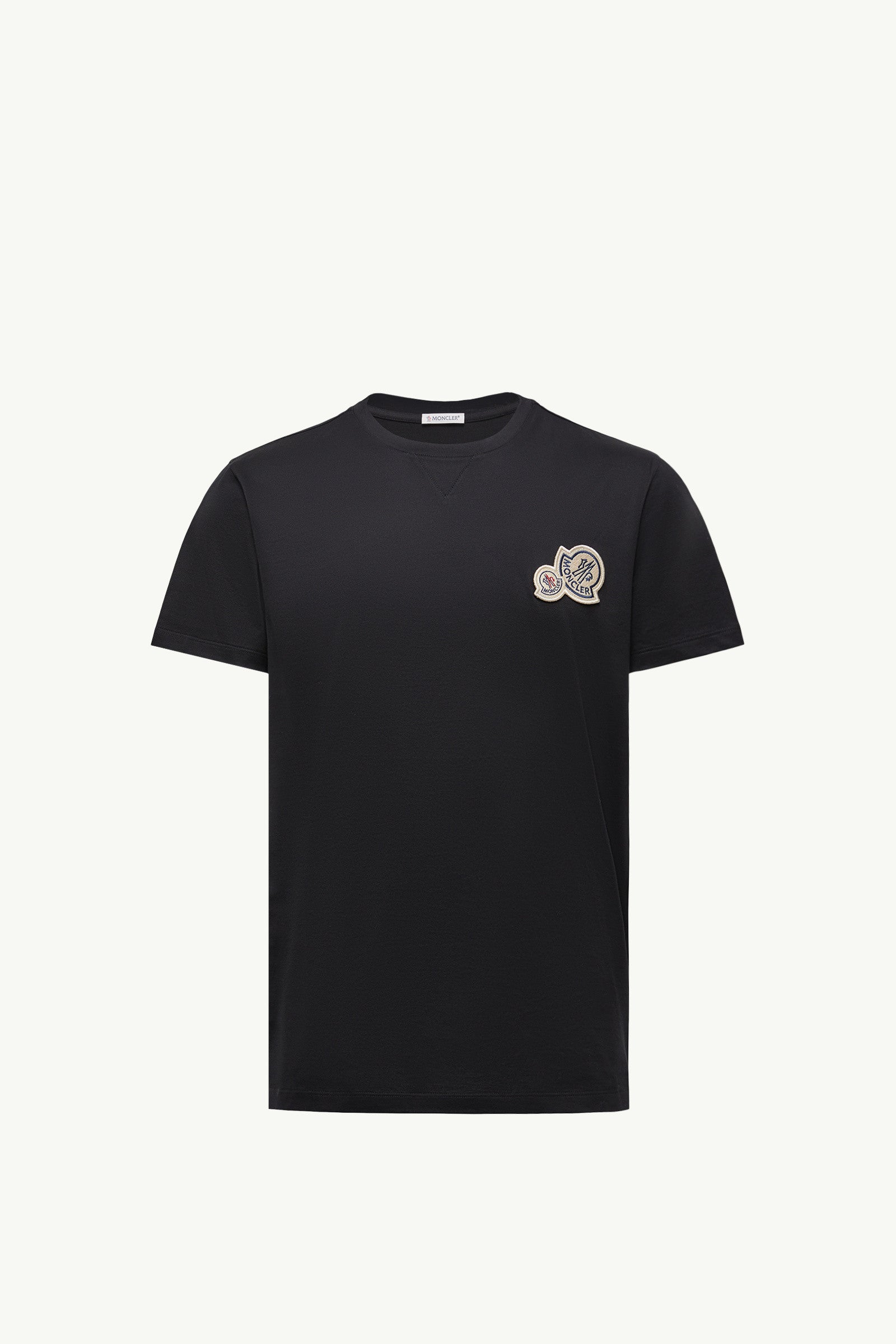 Moncler Double Logo Patch Cotton T-Shirt Black Black