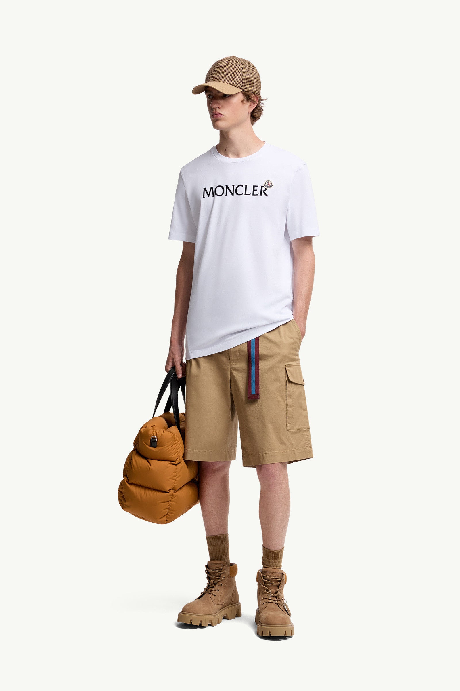 Moncler Flocked Logo Cotton T-Shirt White White