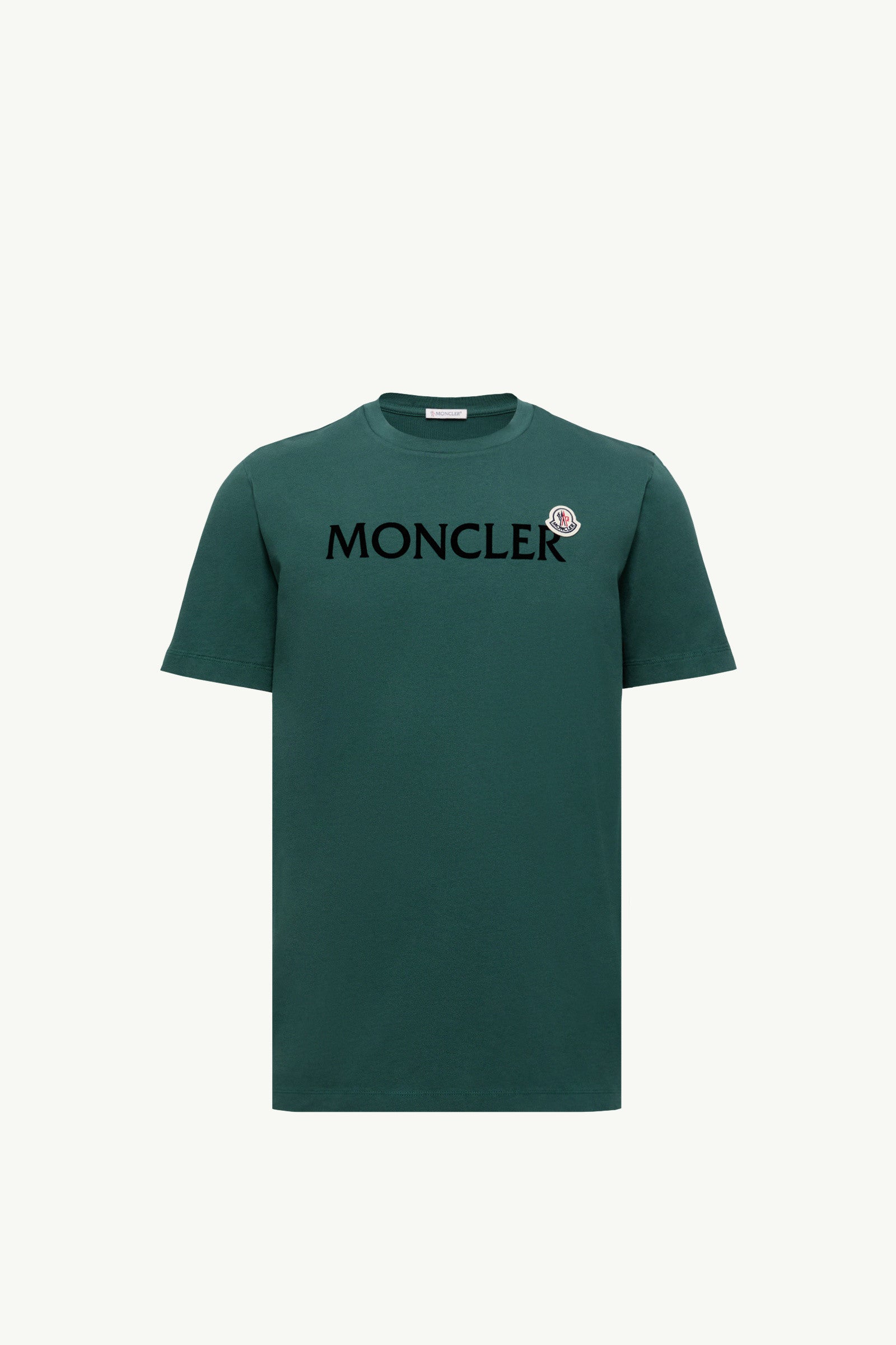 Moncler Flocked Logo Cotton T-Shirt Leaf Green Leaf Green