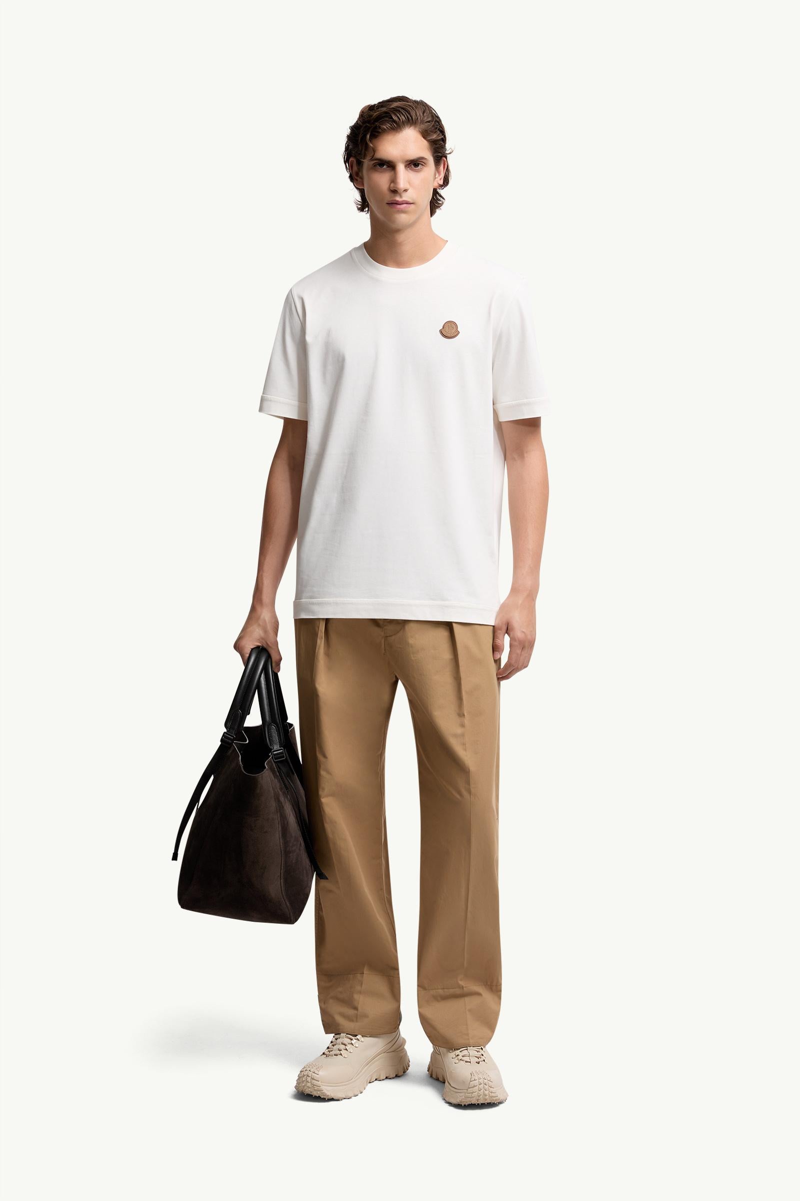 Moncler Logo Patch Cotton T-Shirt White White