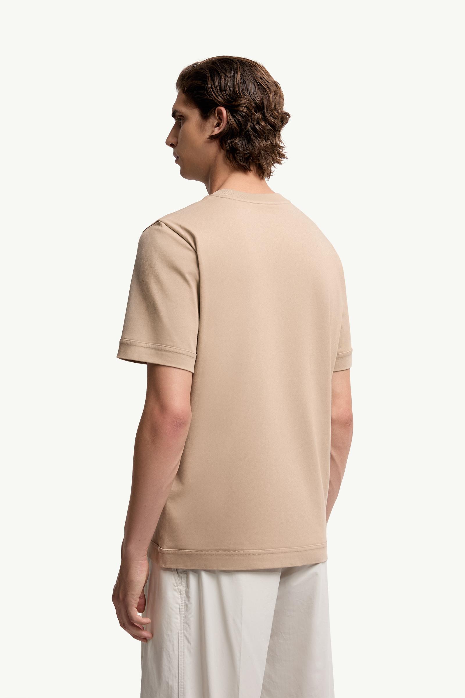 Moncler Logo Patch Cotton T-Shirt Light Beige Light Beige