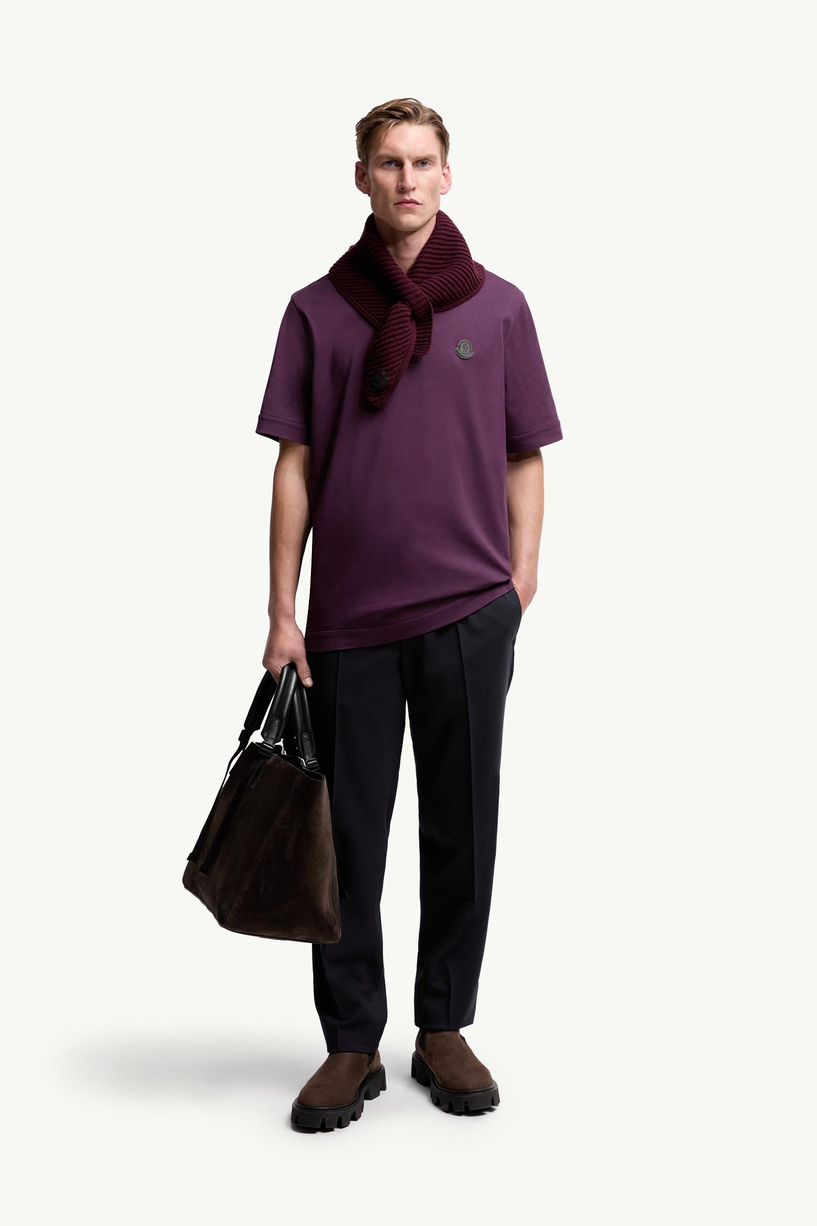 Moncler Logo Patch Cotton T-Shirt Purple Purple