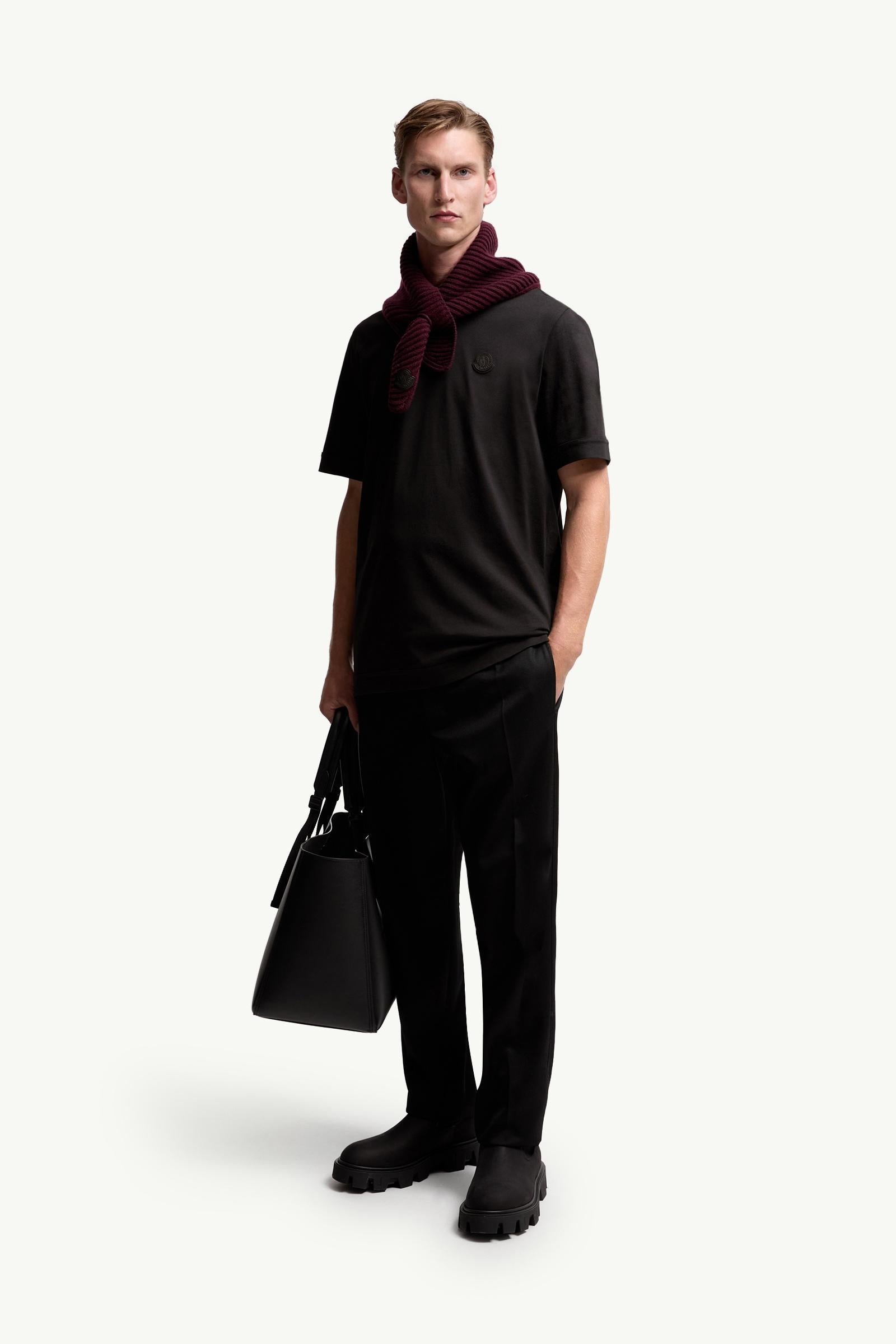 Moncler Logo Patch Cotton T-Shirt Black Black