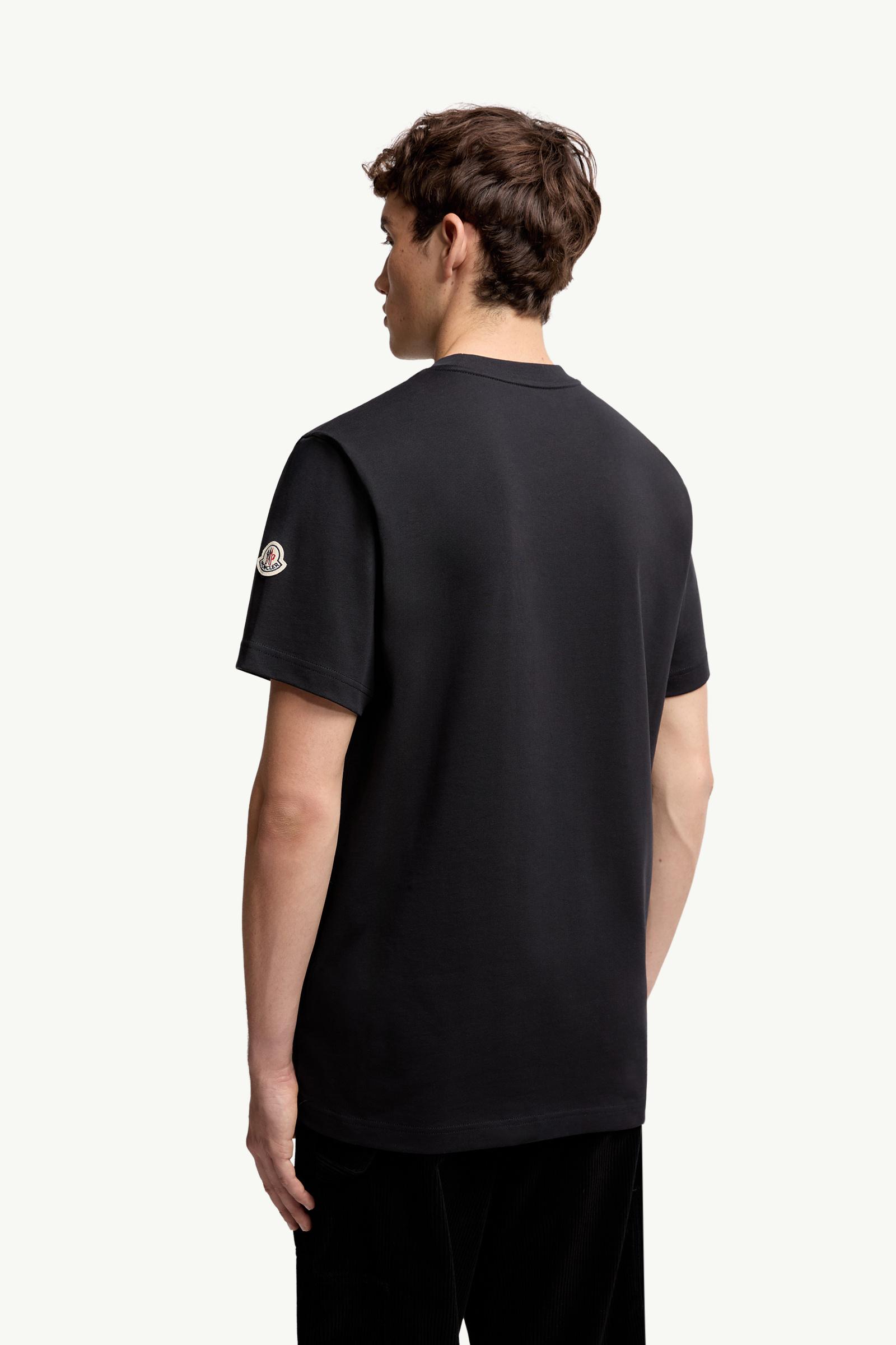 Moncler Embroidered Tricolor Logo Cotton T-Shirt Navy Blue Navy Blue