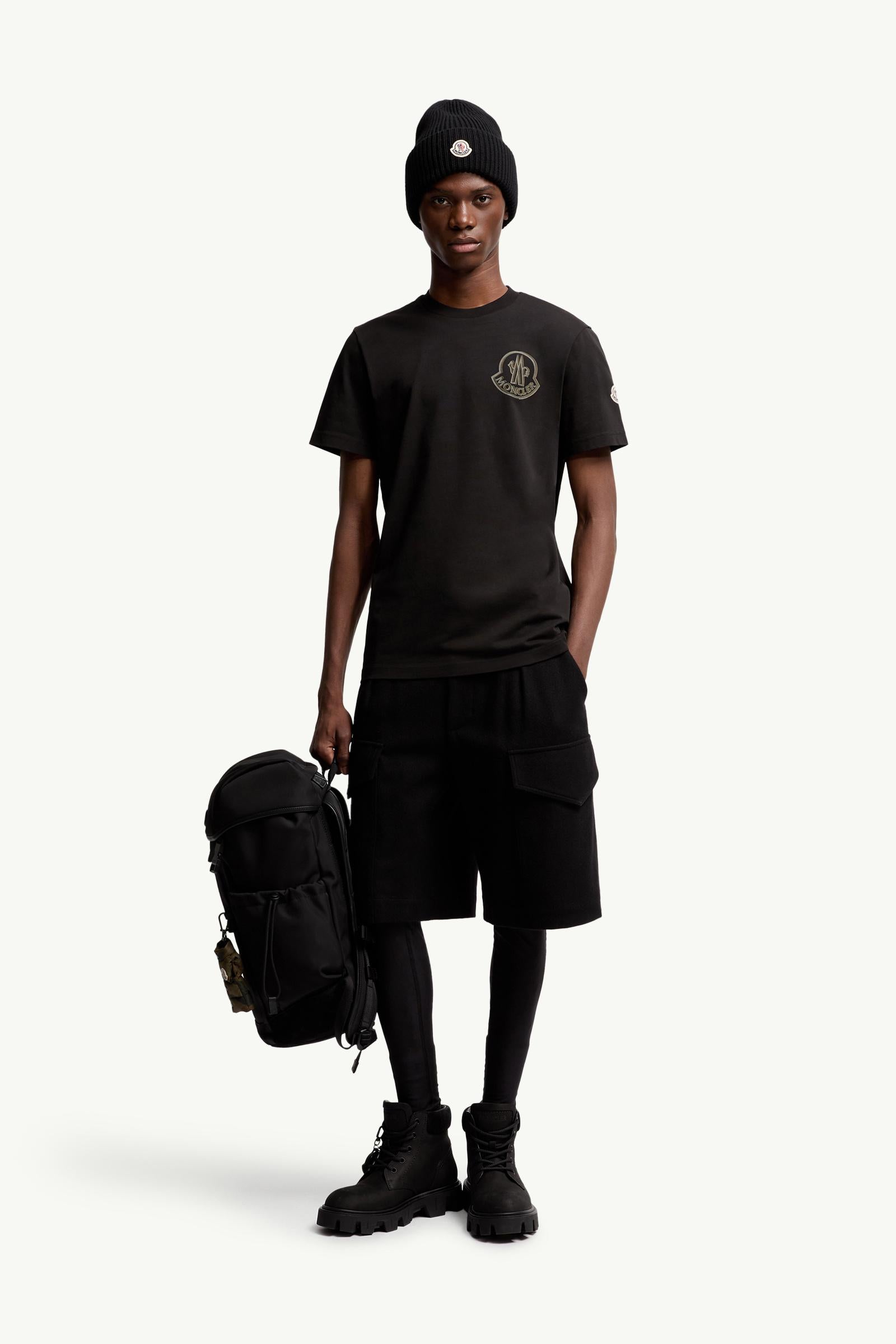 Moncler Logo Cotton T-Shirt Black Black