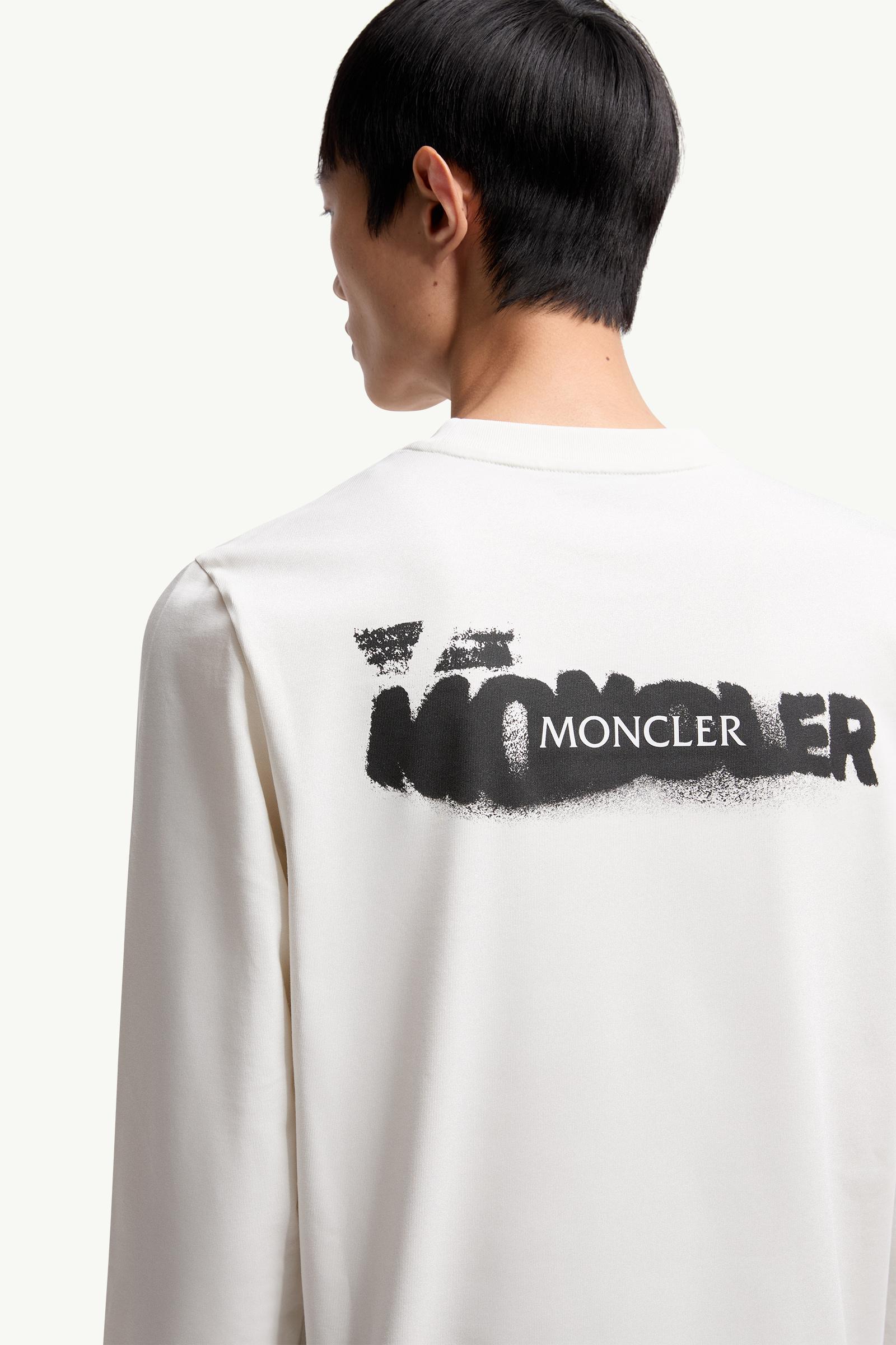 Moncler Graphic Logo Long Sleeve Cotton T-Shirt White White