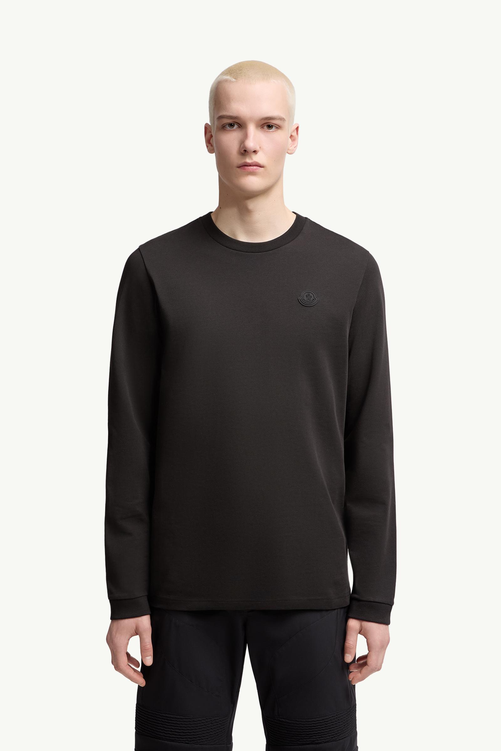 Moncler Graphic Logo Long Sleeve Cotton T-Shirt Black Black