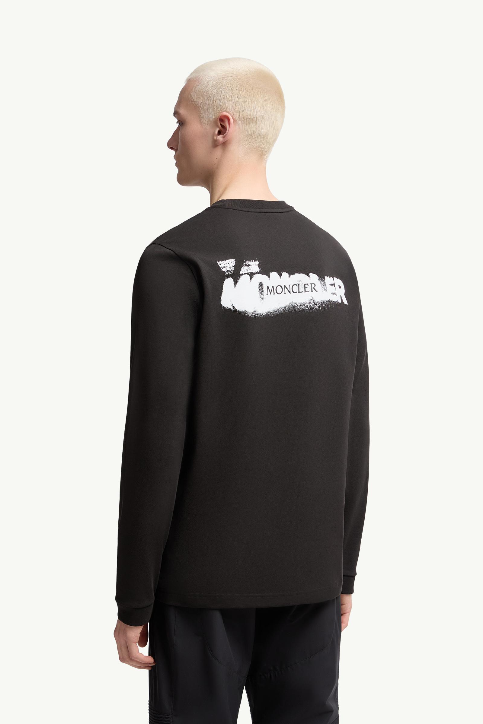 Moncler Graphic Logo Long Sleeve Cotton T-Shirt Black Black