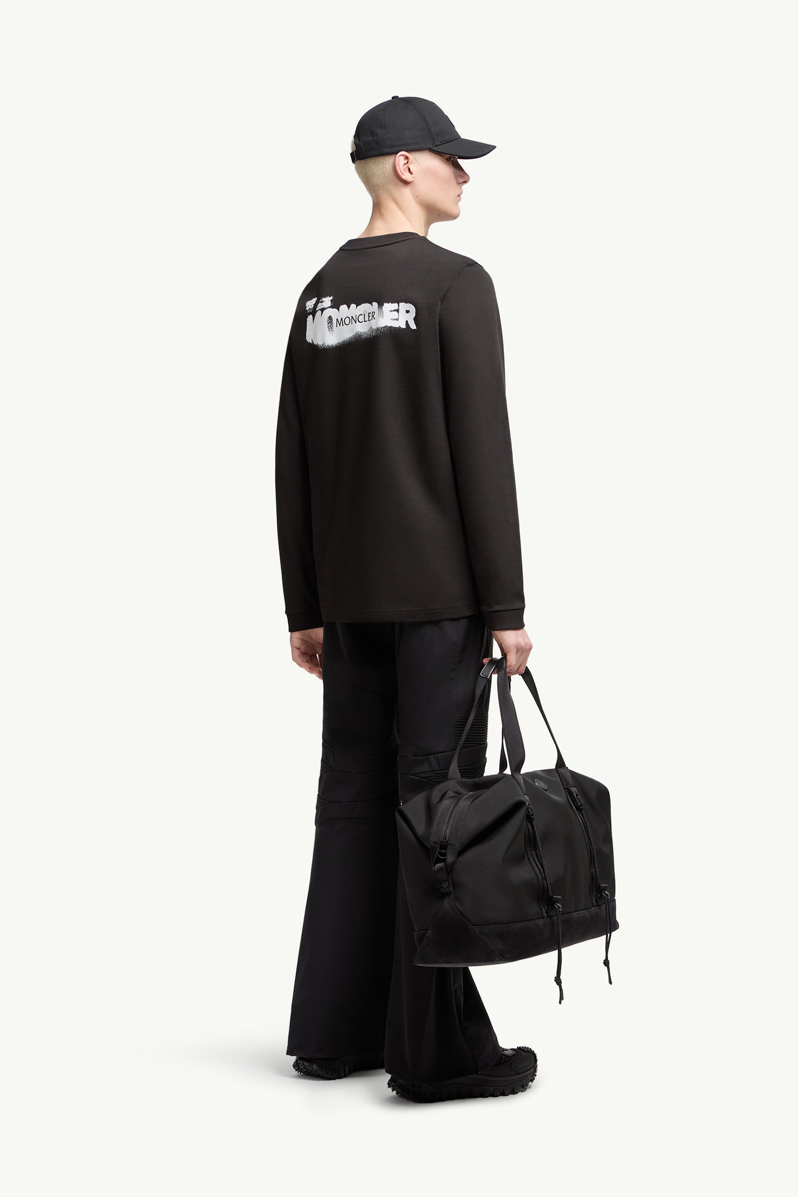 Moncler Graphic Logo Long Sleeve Cotton T-Shirt Black Black