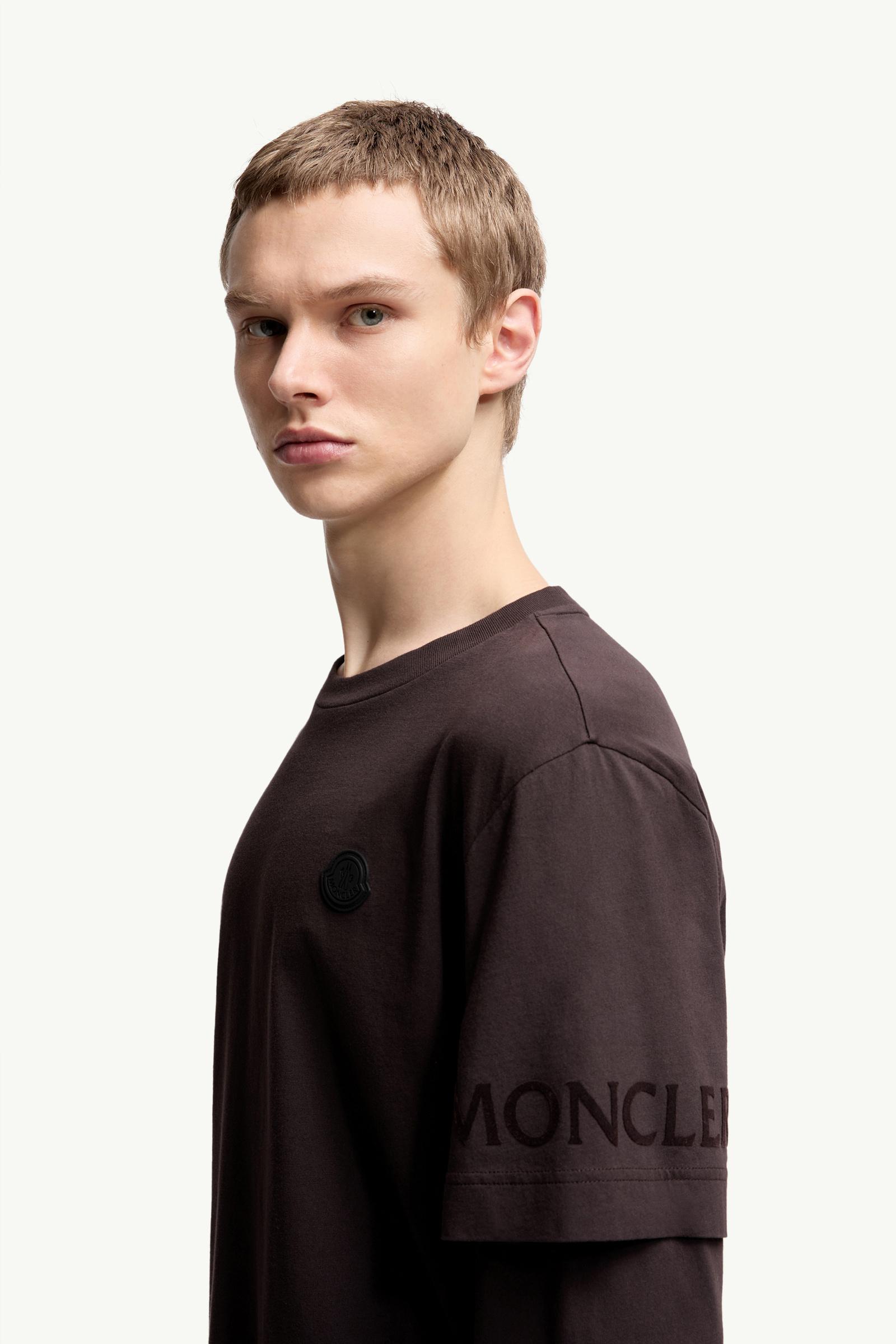 Moncler Double Sleeve Cotton T-Shirt Brown Brown