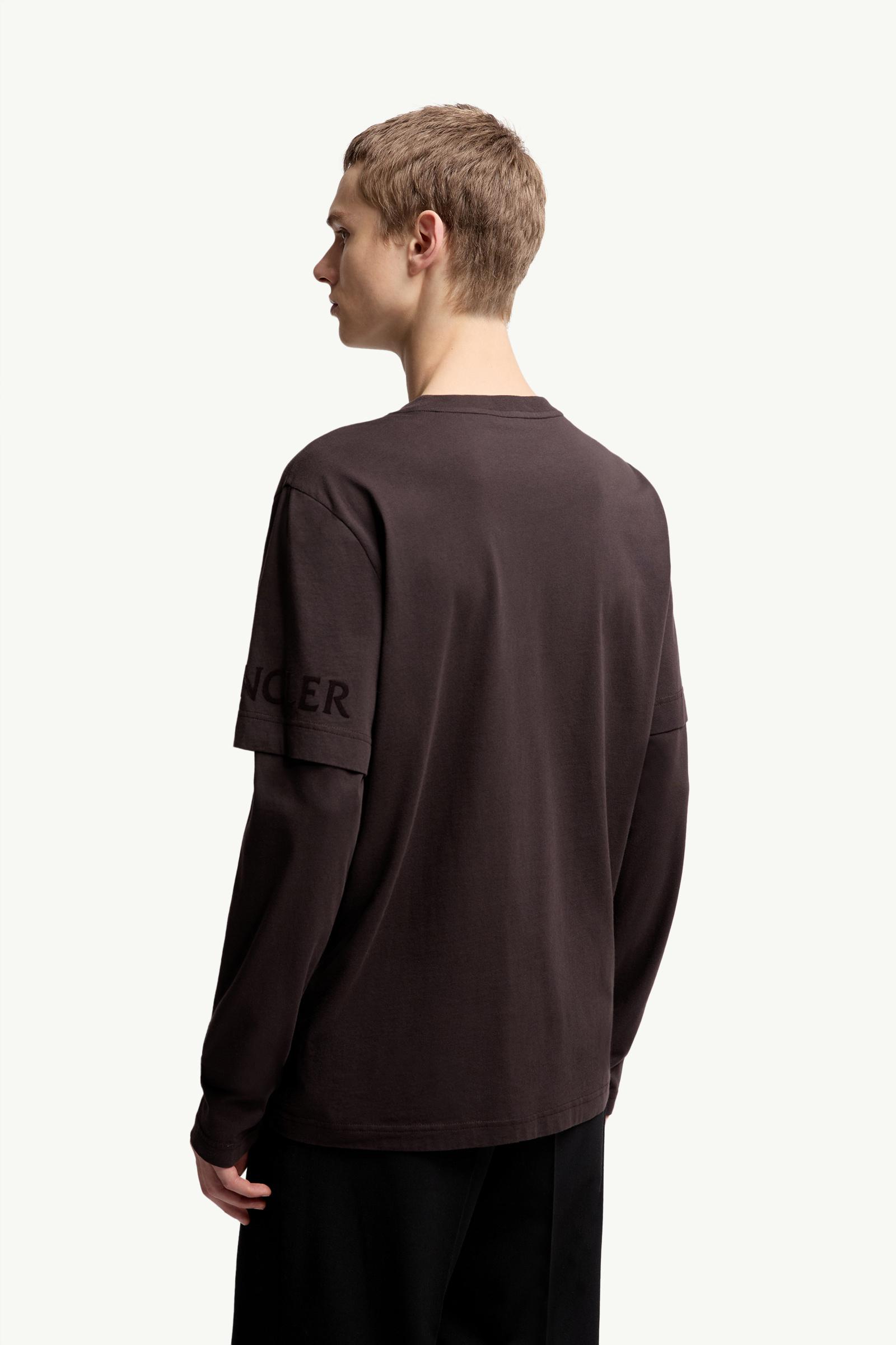 Moncler Double Sleeve Cotton T-Shirt Brown Brown