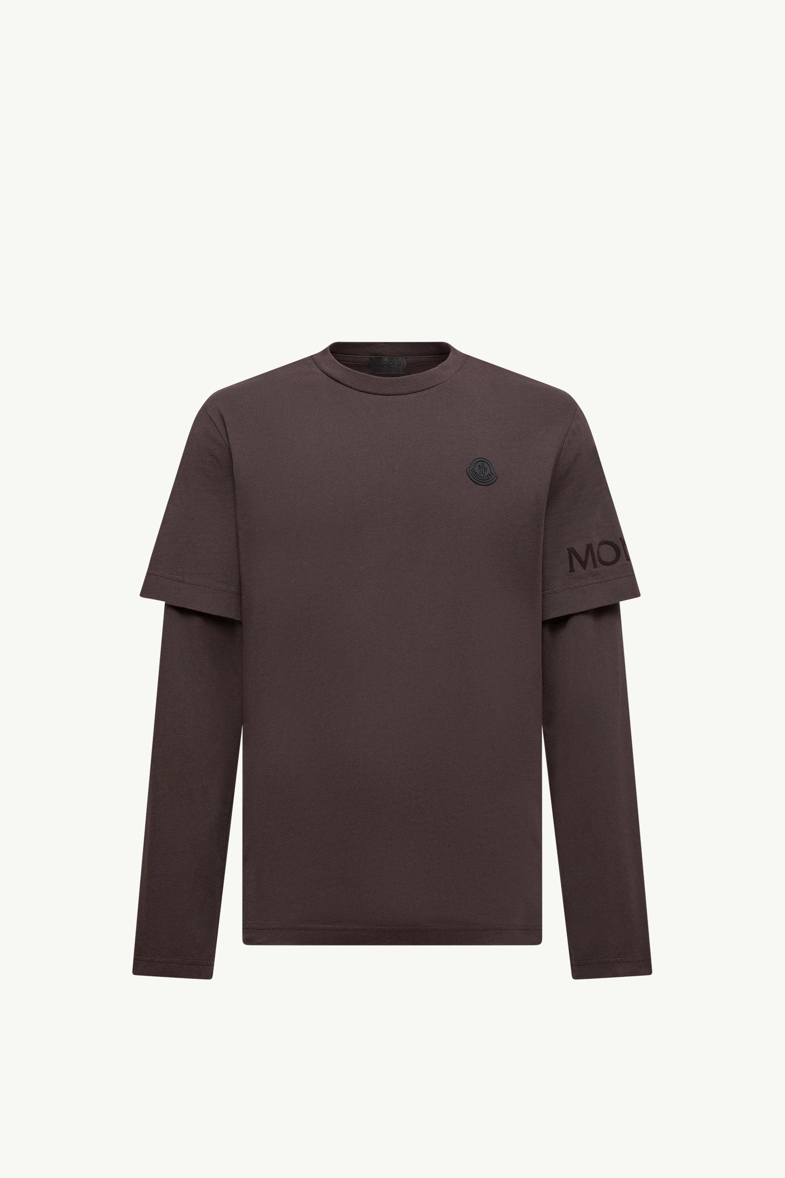 Moncler Double Sleeve Cotton T-Shirt Brown Brown