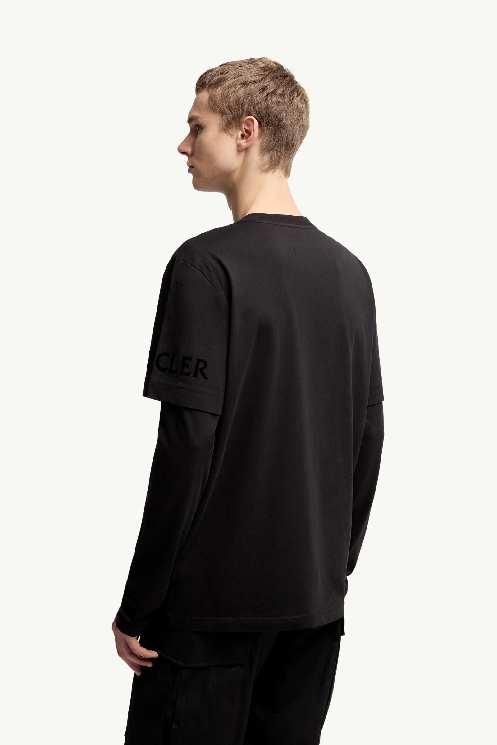 Moncler Double Sleeve Cotton T-Shirt Black Black
