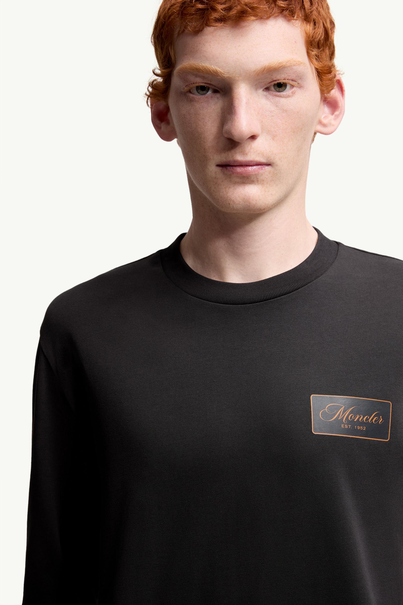 Moncler Cartoon Logos Long Sleeve Cotton T-Shirt Black Black