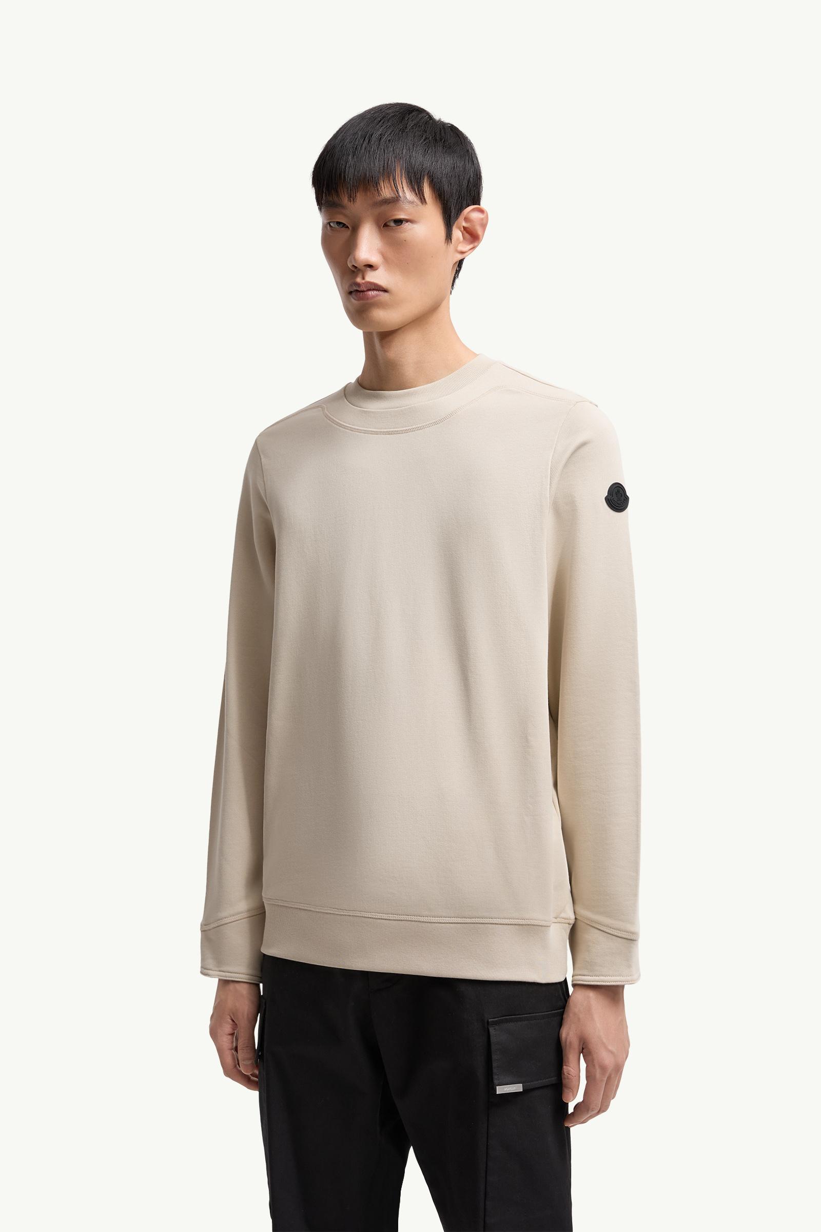 Moncler Logo Patch Cotton Sweatshirt Light Beige Light Beige