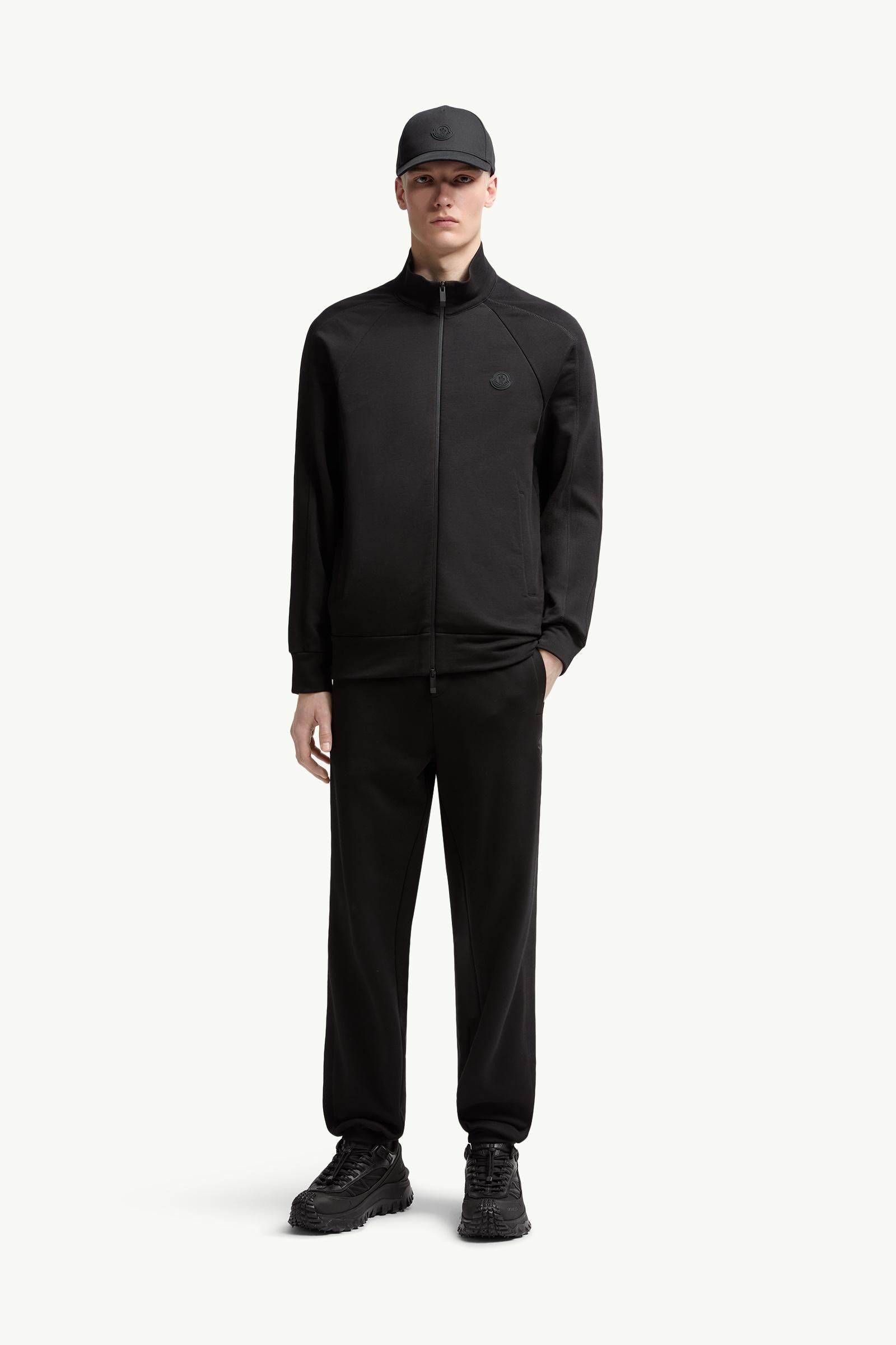 Moncler Cotton Zip-Up Sweatshirt Black Black