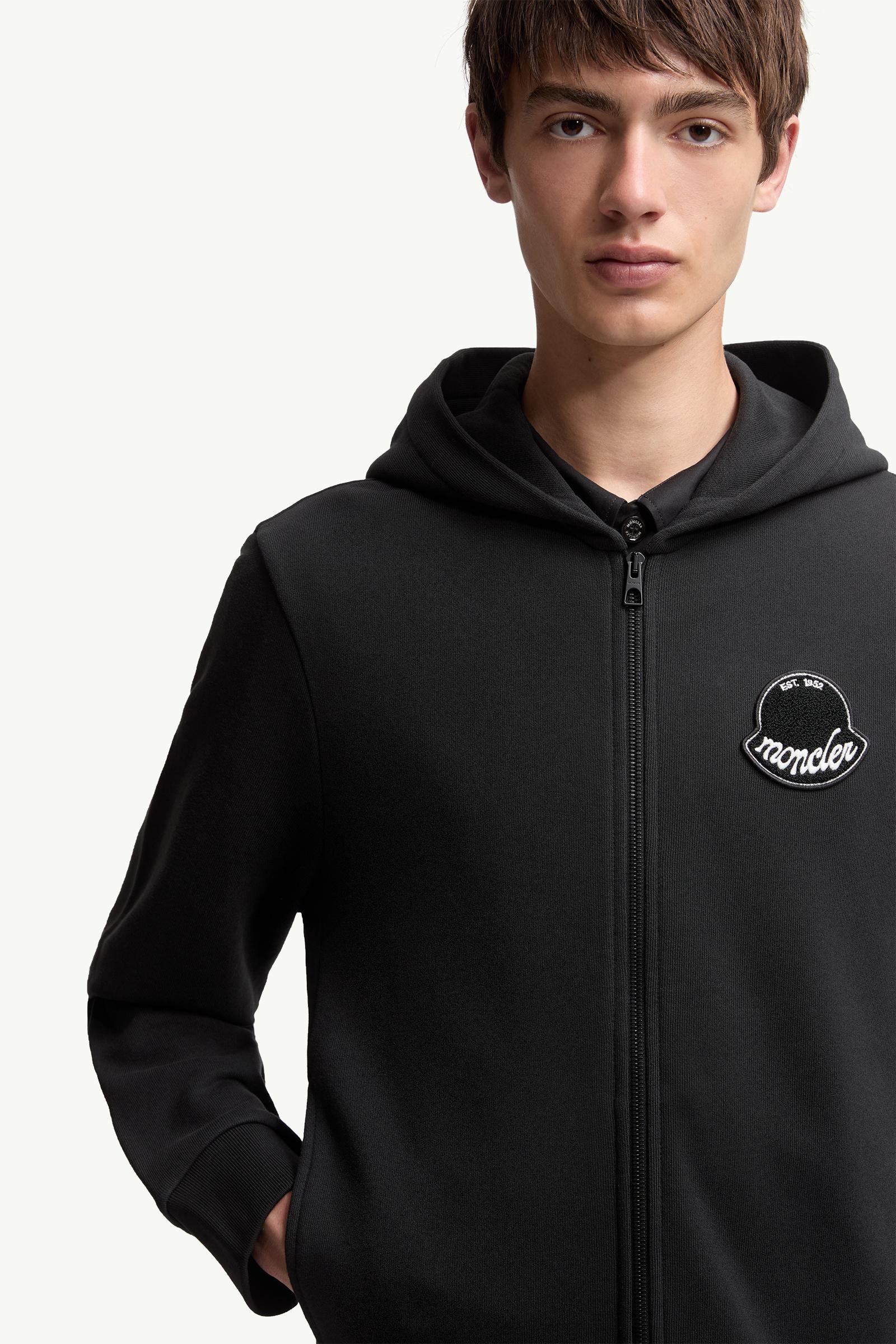 Moncler Logo Cotton Zip-Up Hoodie Black Black