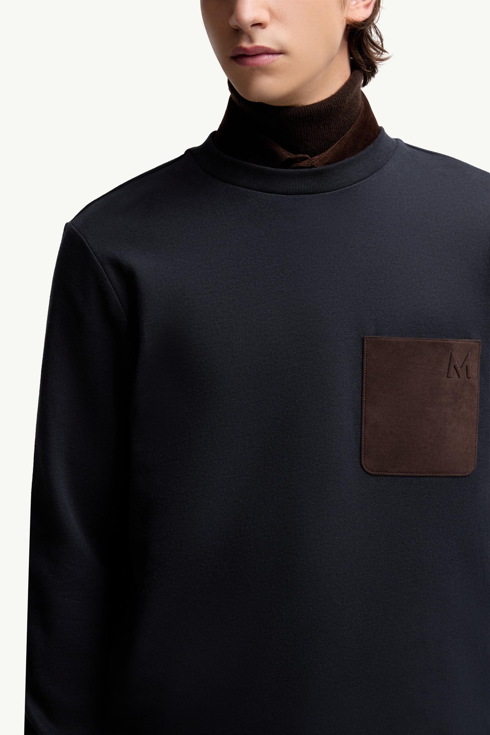 Moncler Cotton & Cashmere Sweatshirt With Pocket Navy Blue Navy Blue