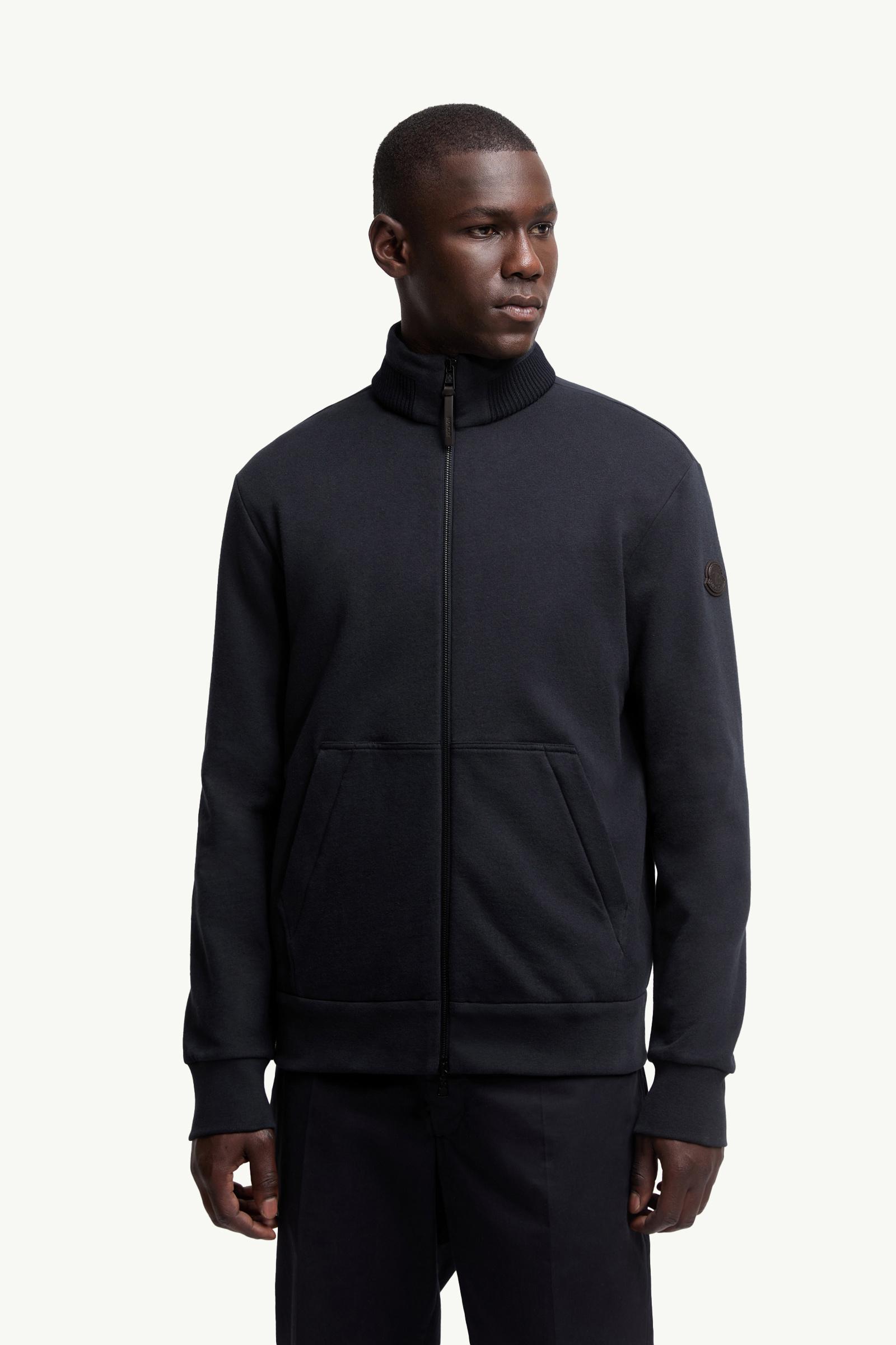 Moncler Cotton & Cashmere Zip-Up Sweatshirt Navy Blue Navy Blue