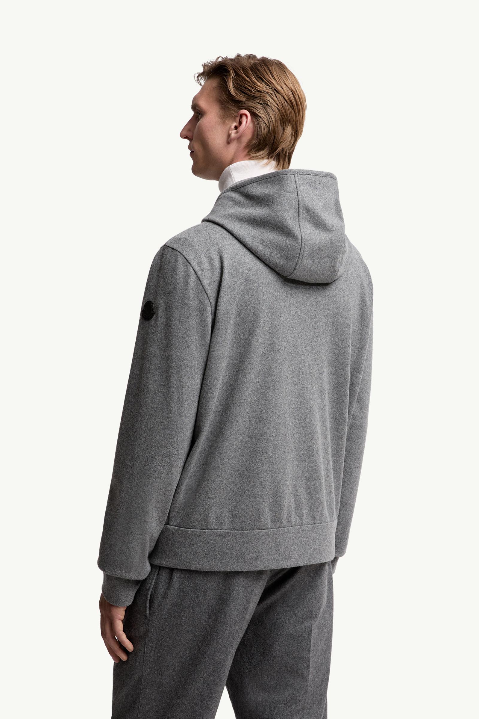 Moncler Wool Blend Zip-Up Hoodie Grey Grey