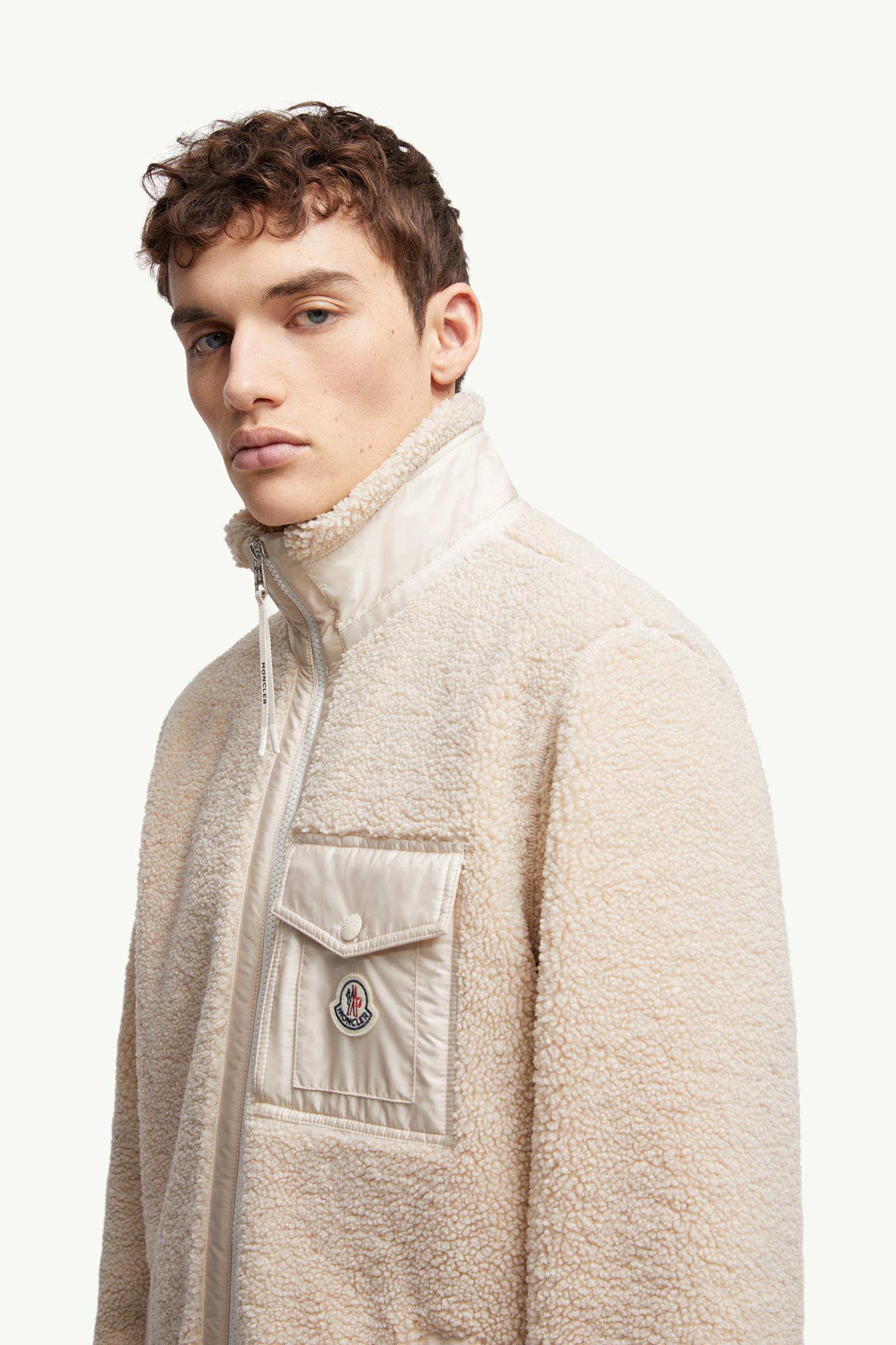 Moncler Teddy Zip-Up Sweatshirt With Pocket Light Beige Light Beige