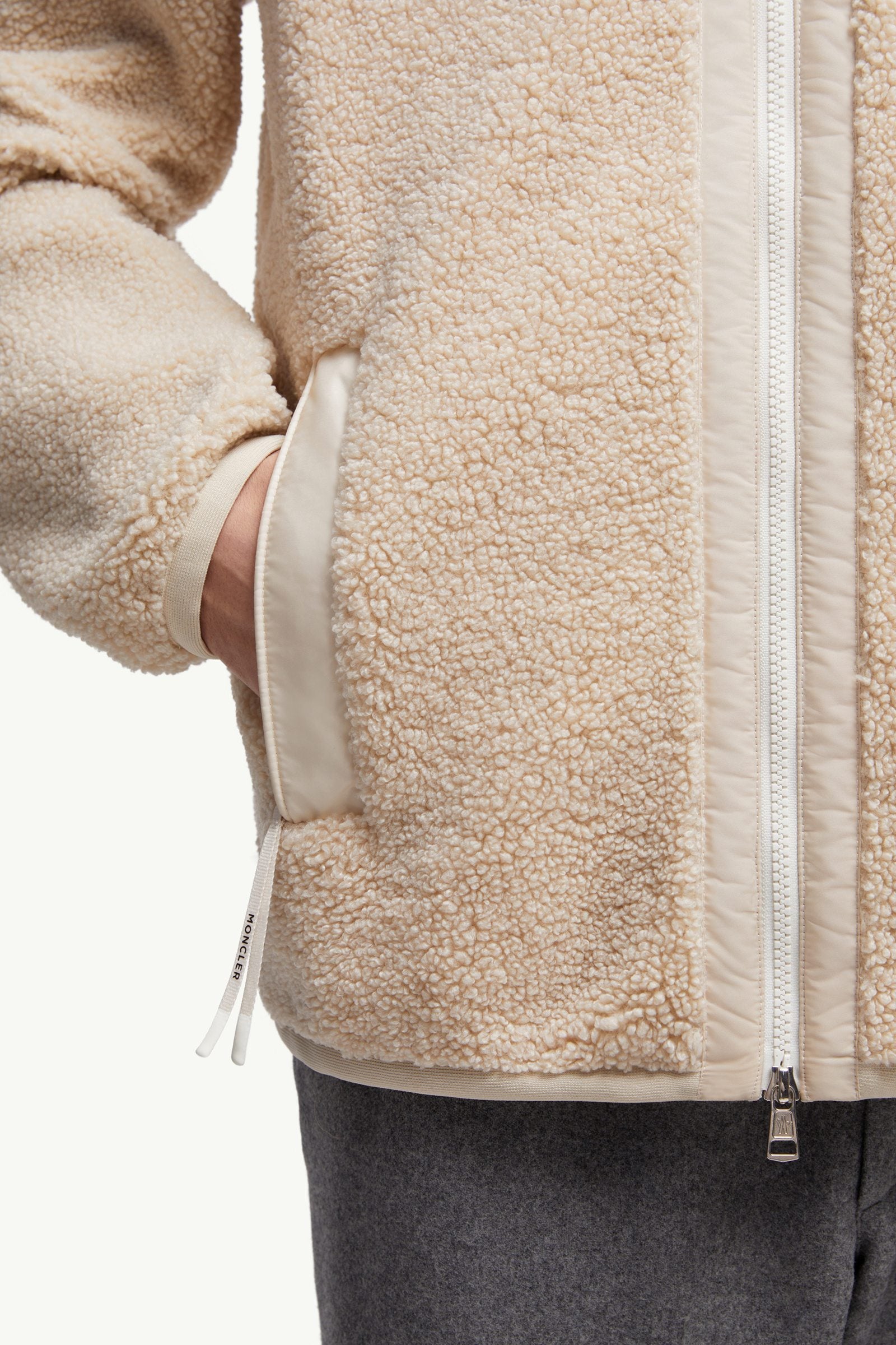 Moncler Teddy Zip-Up Sweatshirt With Pocket Light Beige Light Beige