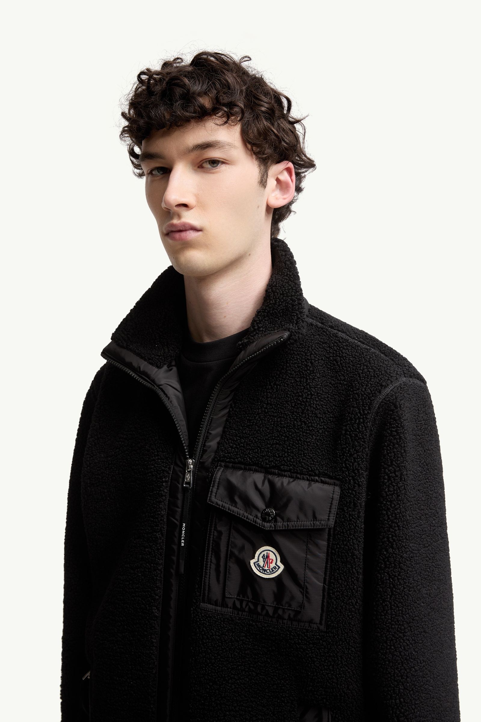 Moncler Teddy Zip-Up Sweatshirt With Pocket Black Black