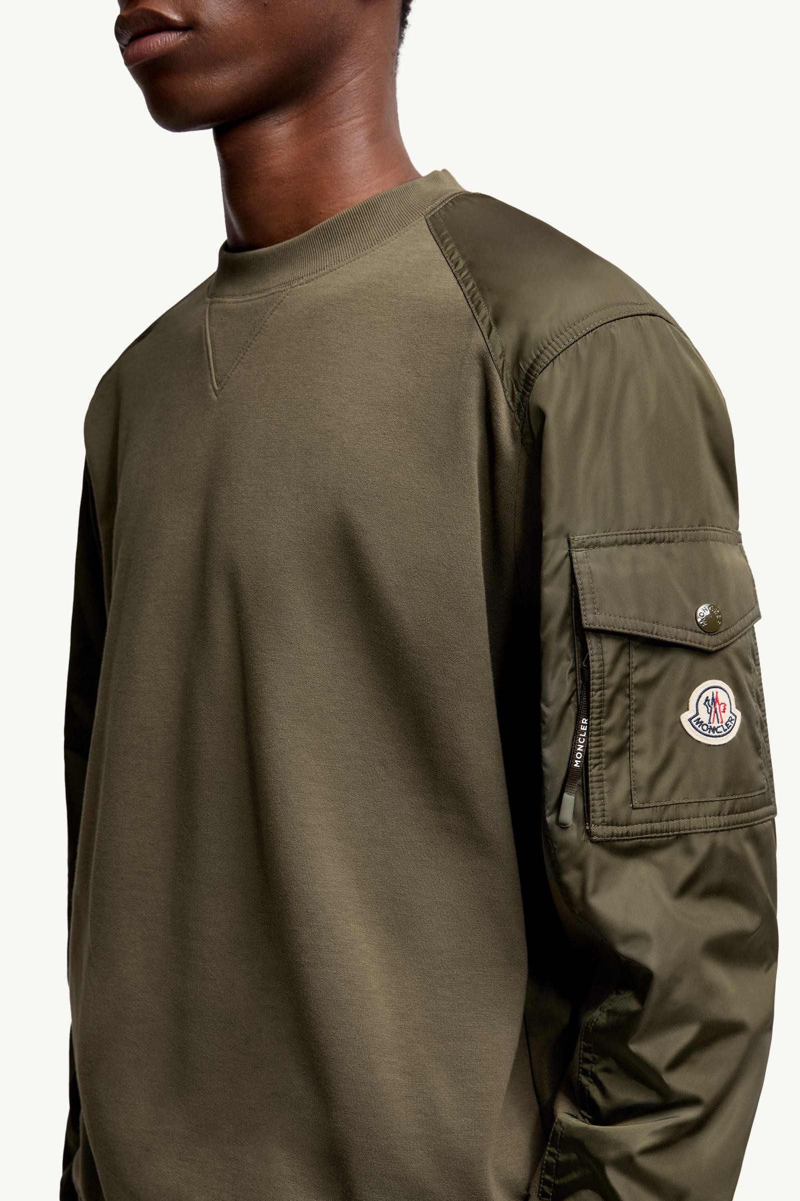 Moncler Cotton Blend Sweatshirt Olive Green Olive Green