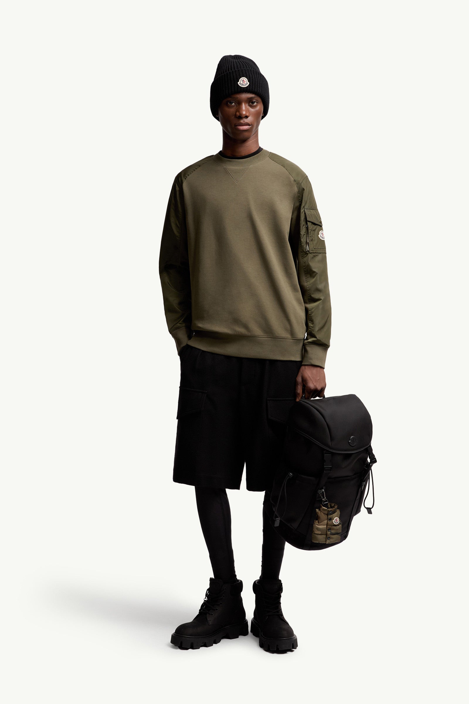 Moncler Cotton Blend Sweatshirt Olive Green Olive Green