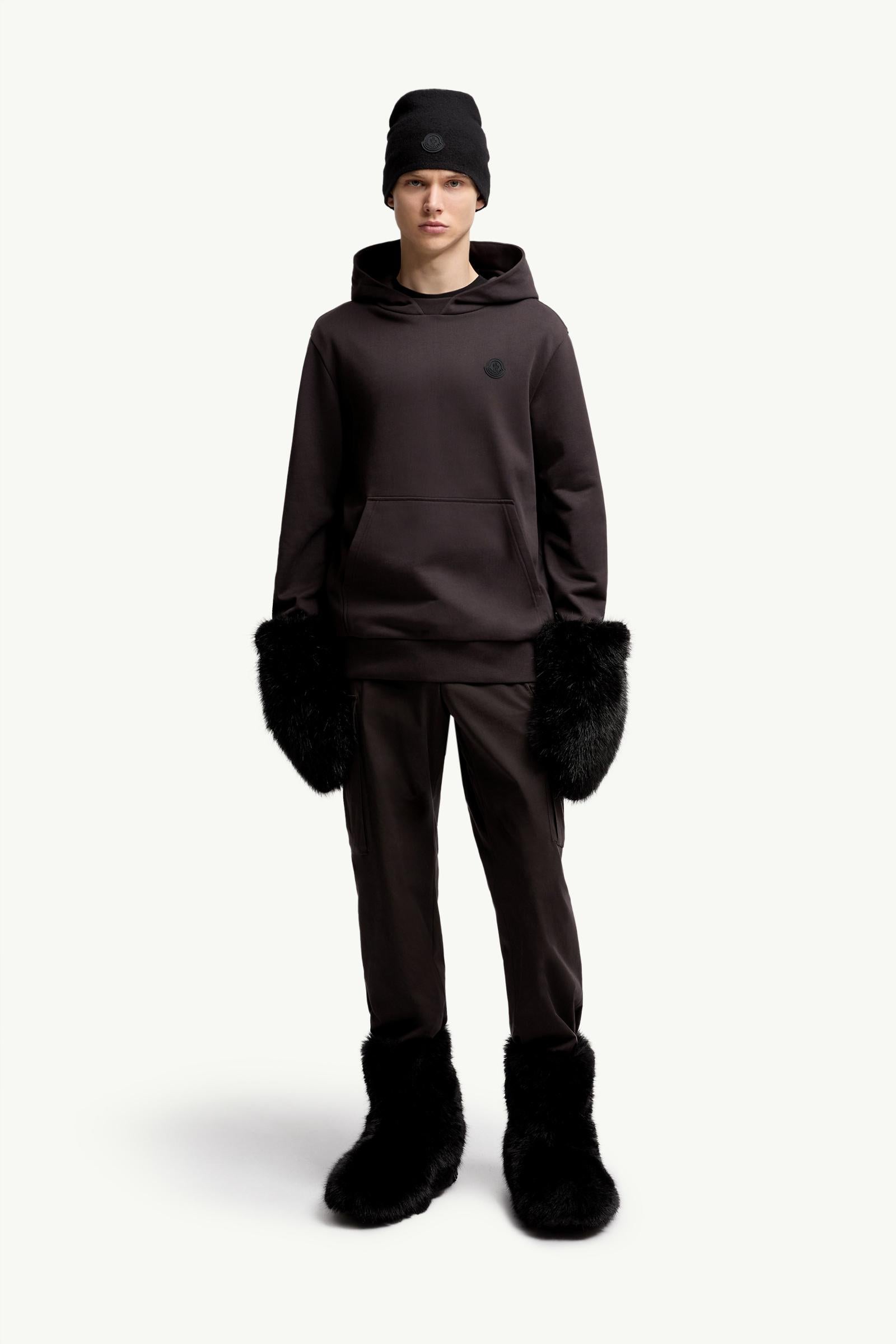 Moncler Tonal Back Logo Cotton Hoodie Dark Brown Dark Brown